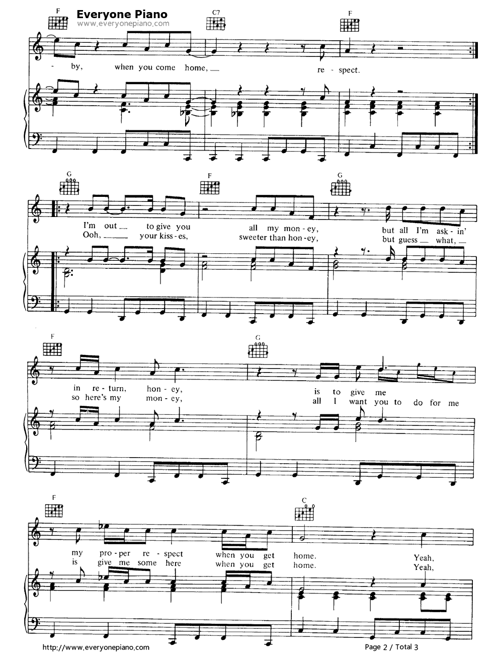 Respect钢琴谱_Aretha_Franklin