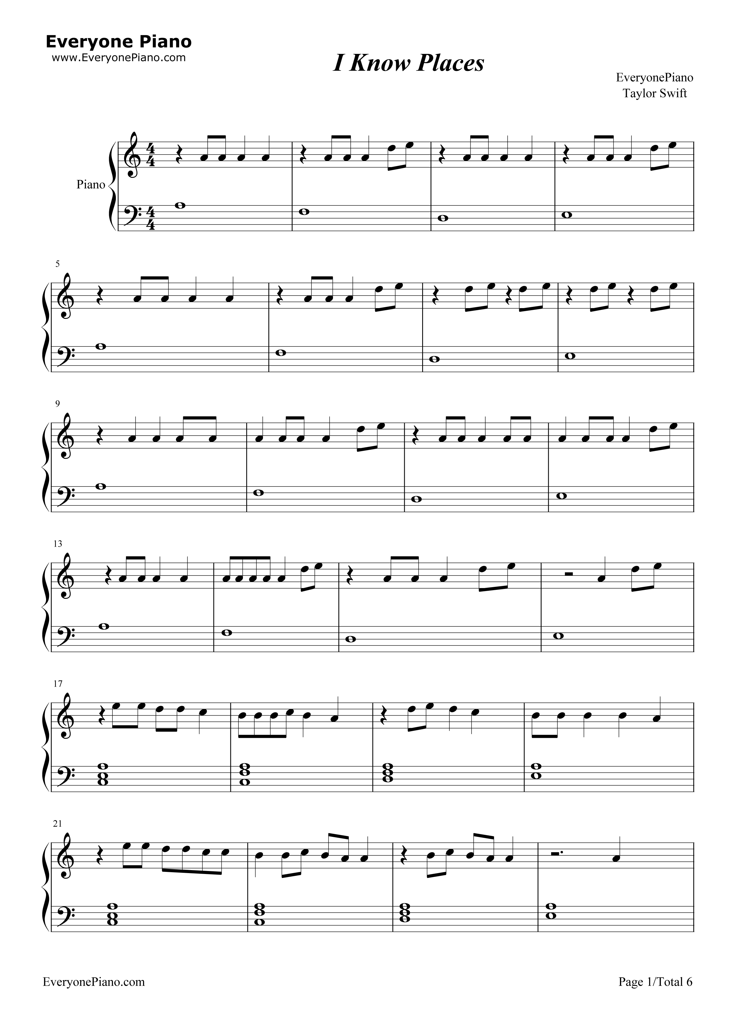 I_Know_Places钢琴谱_Taylor_Swift