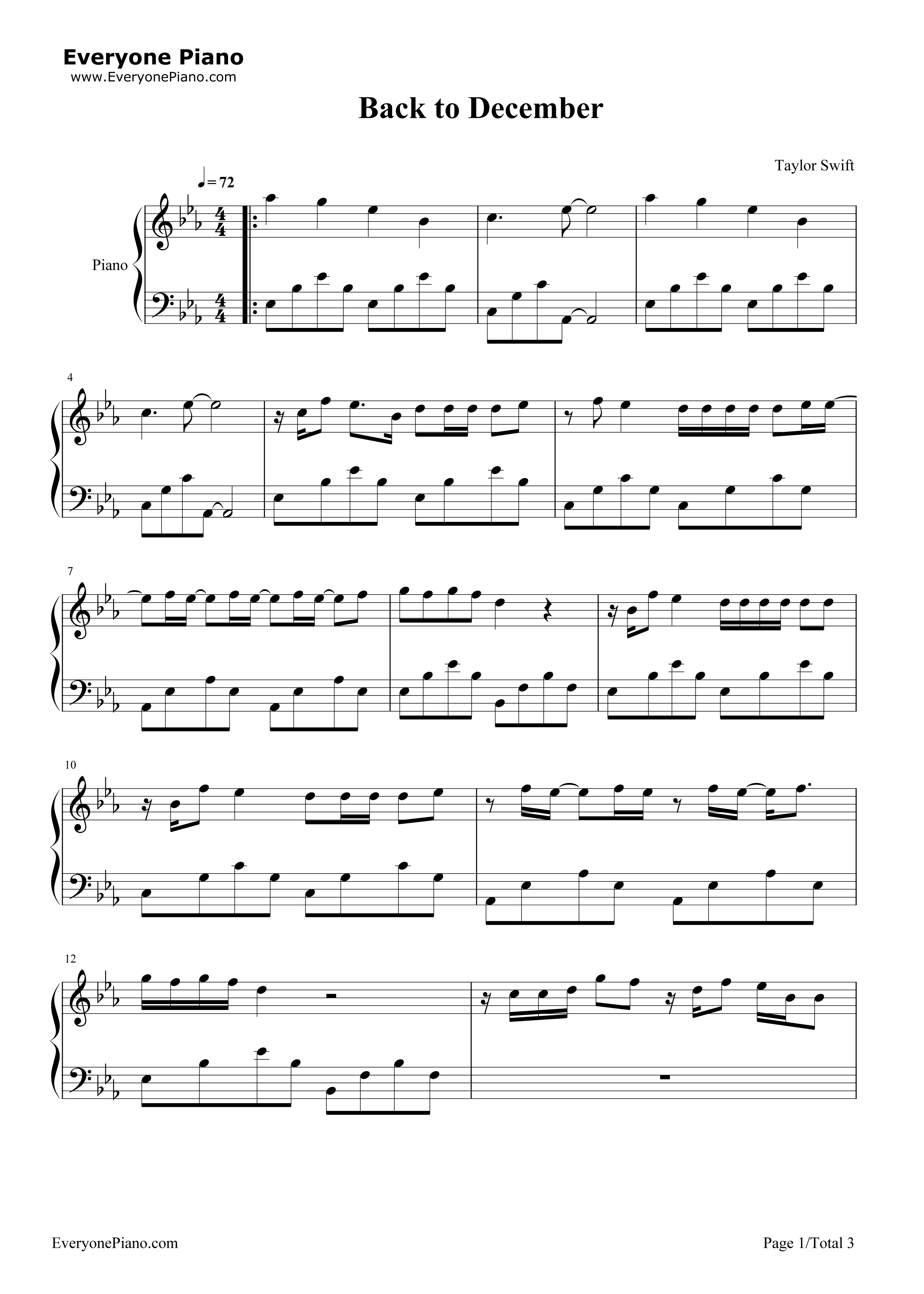 Back_to_December钢琴谱_泰勒·斯威夫特__Taylor_Swift