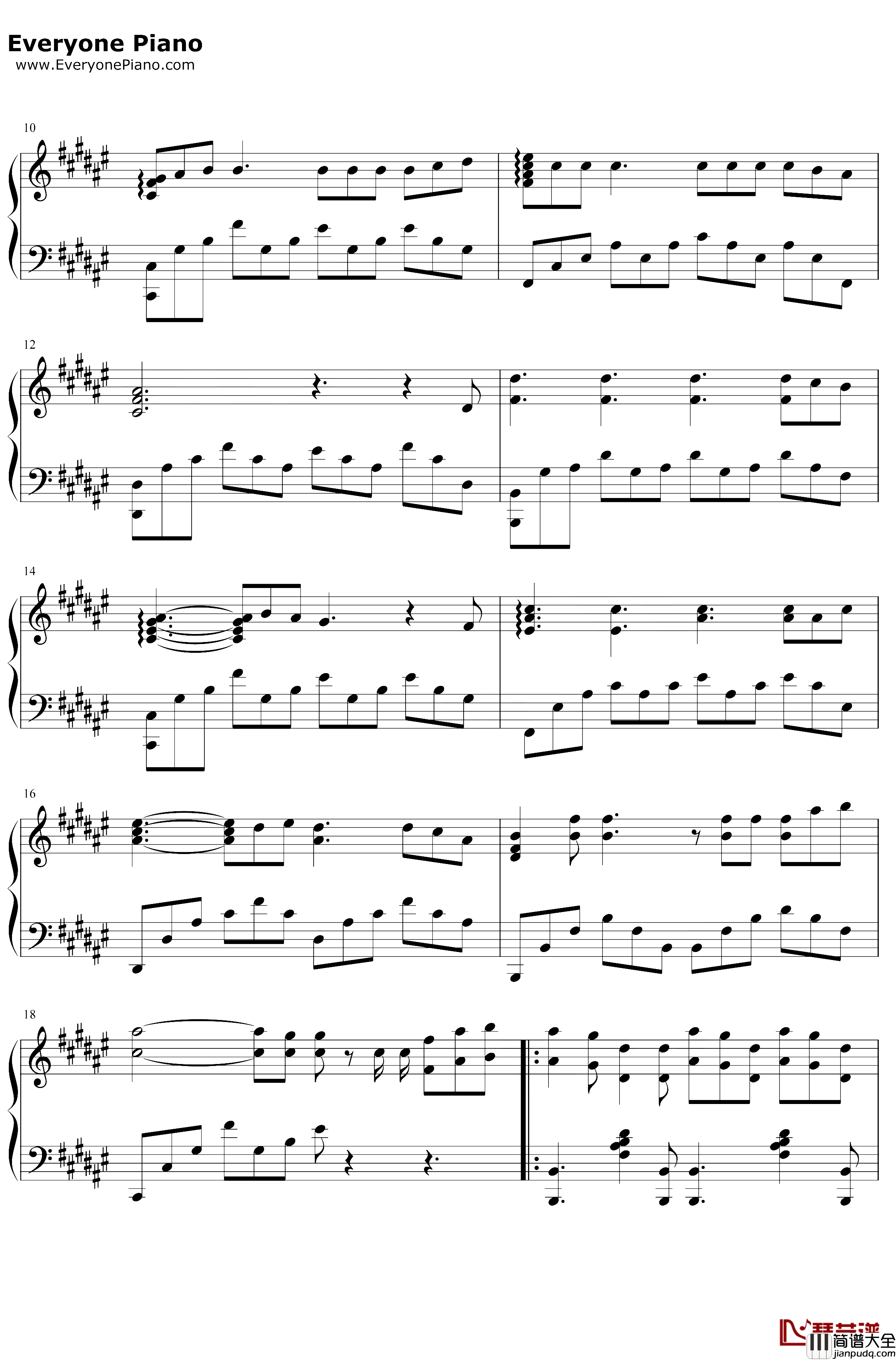 WonderfulU钢琴谱_AGA_完美独奏版