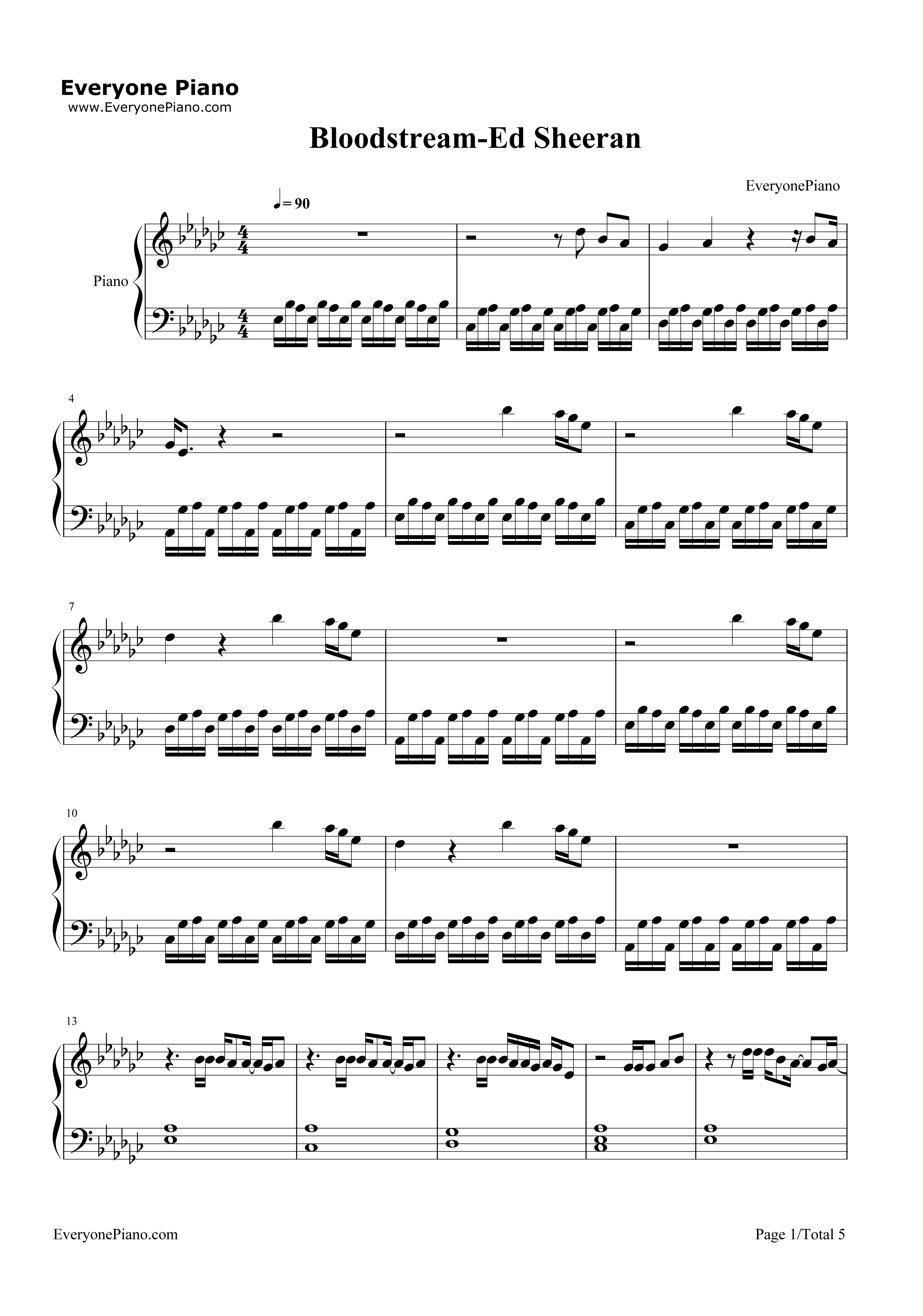 Bloodstream钢琴谱_Ed_Sheeran