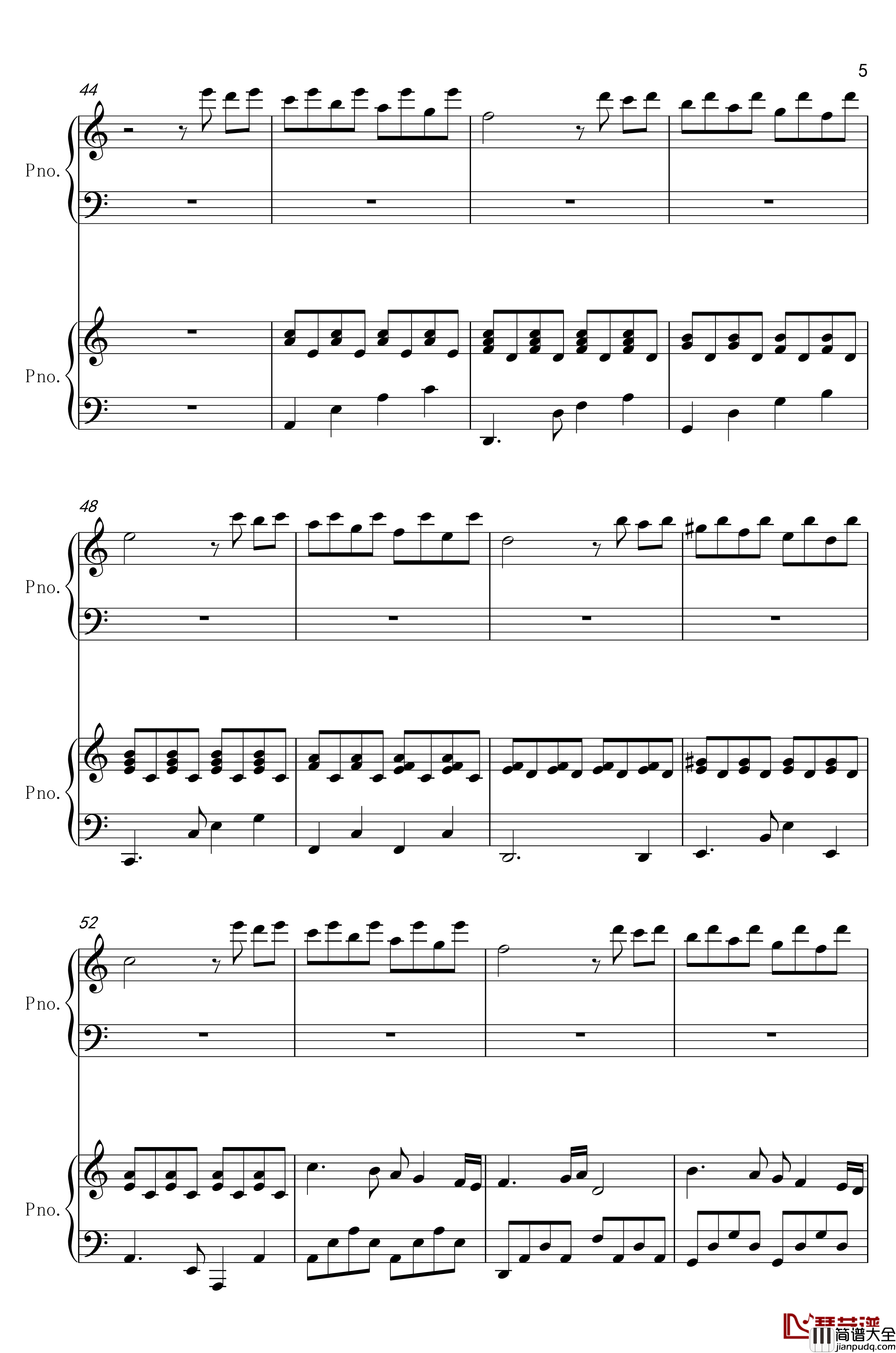 帕萨卡利亚钢琴谱_母女增强版_世界名曲