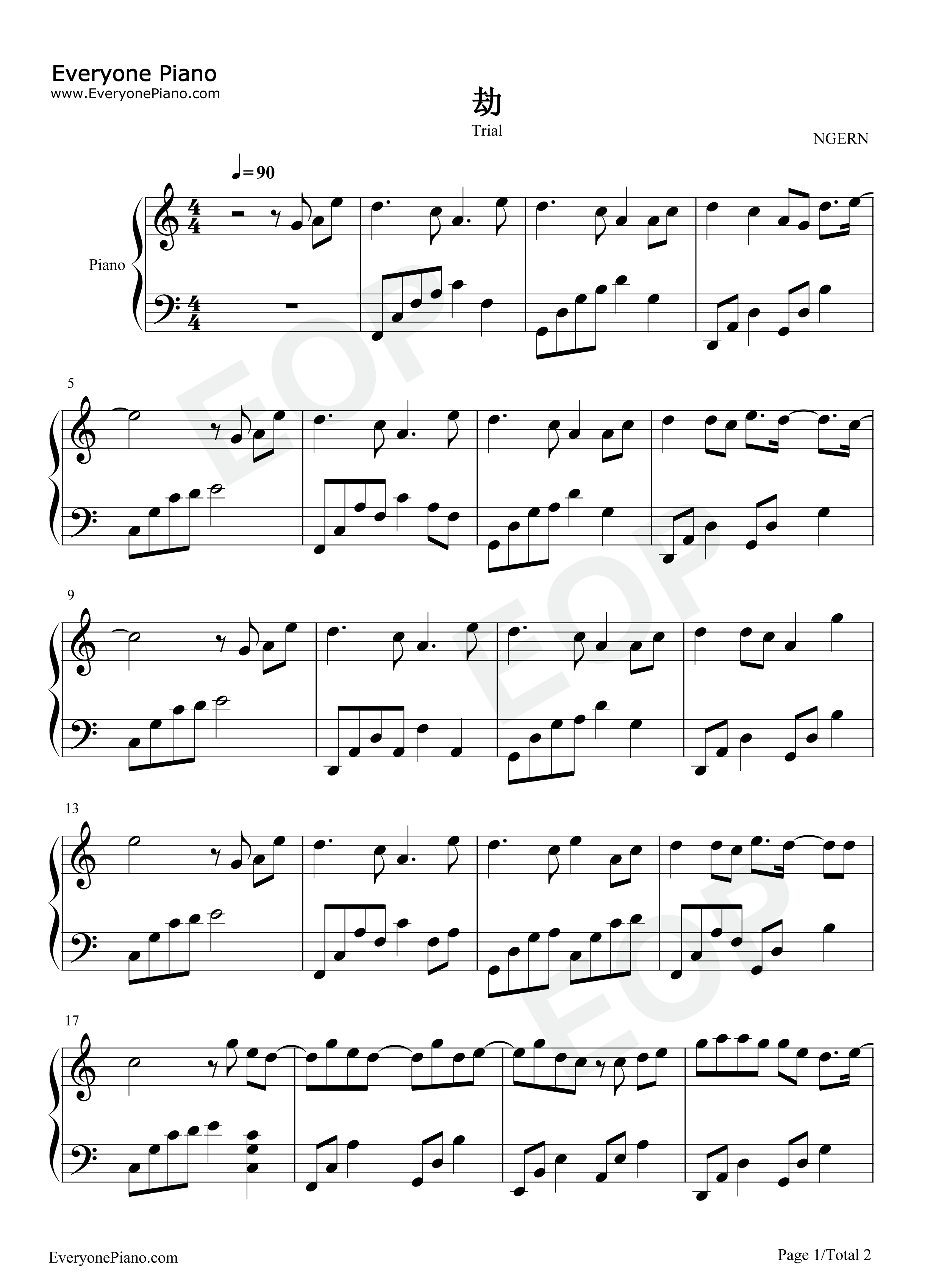 劫钢琴谱_音频怪物