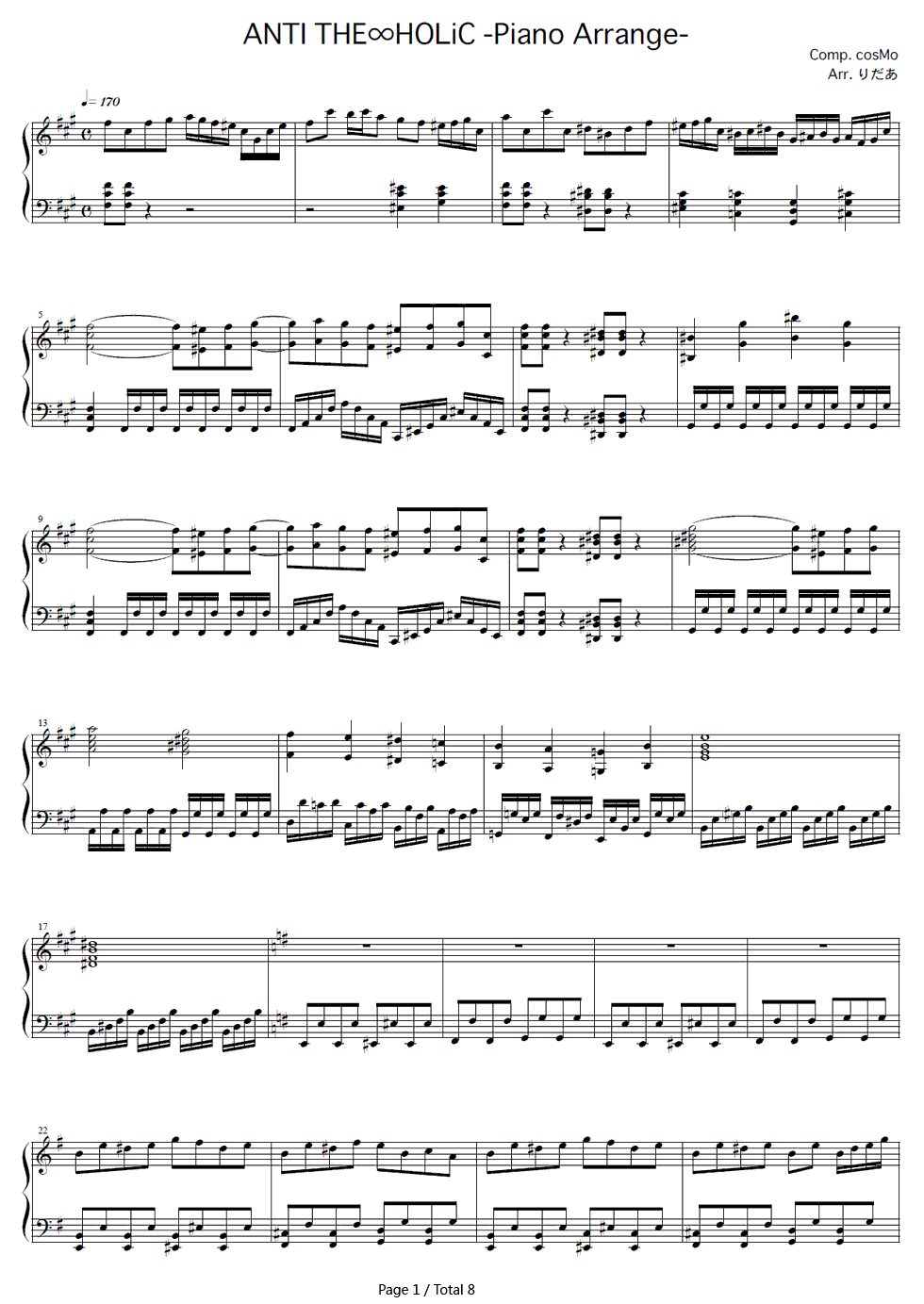 ANTI_THE∞HOLiC钢琴谱_巡音ルカ_&_鏡音リン