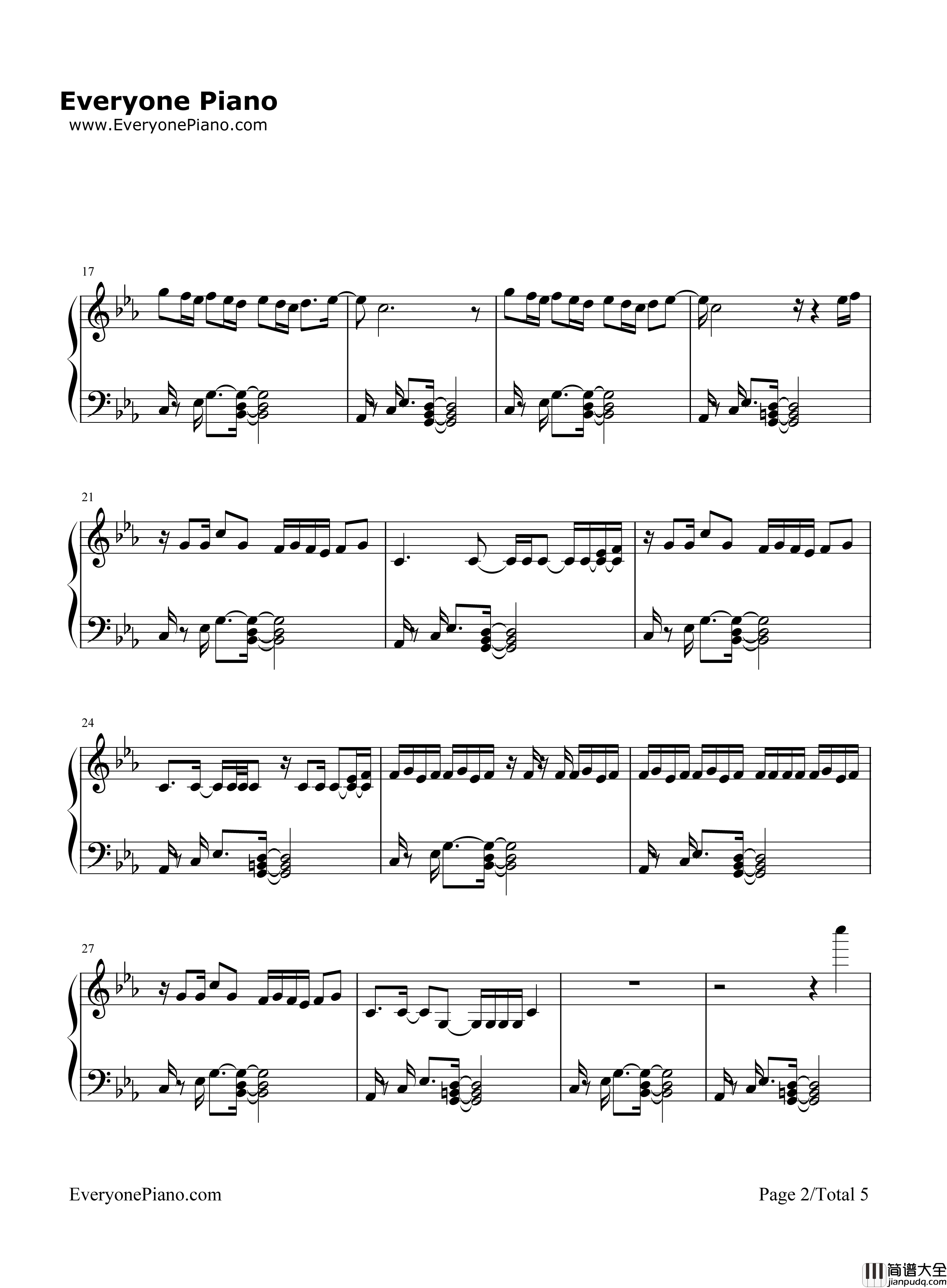 Down钢琴谱_Marian_Hill