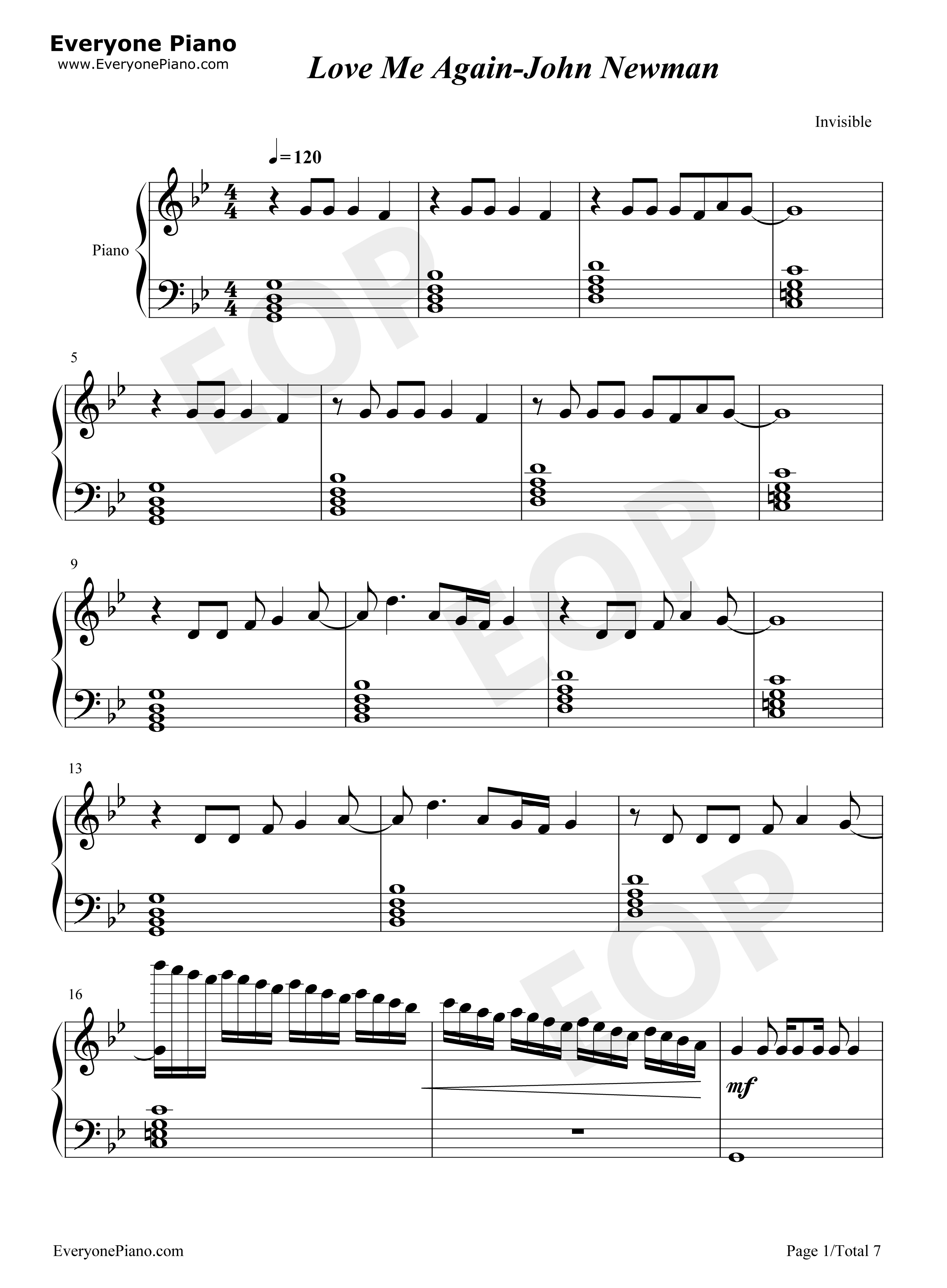Love_Me_Again钢琴谱_John_Newman