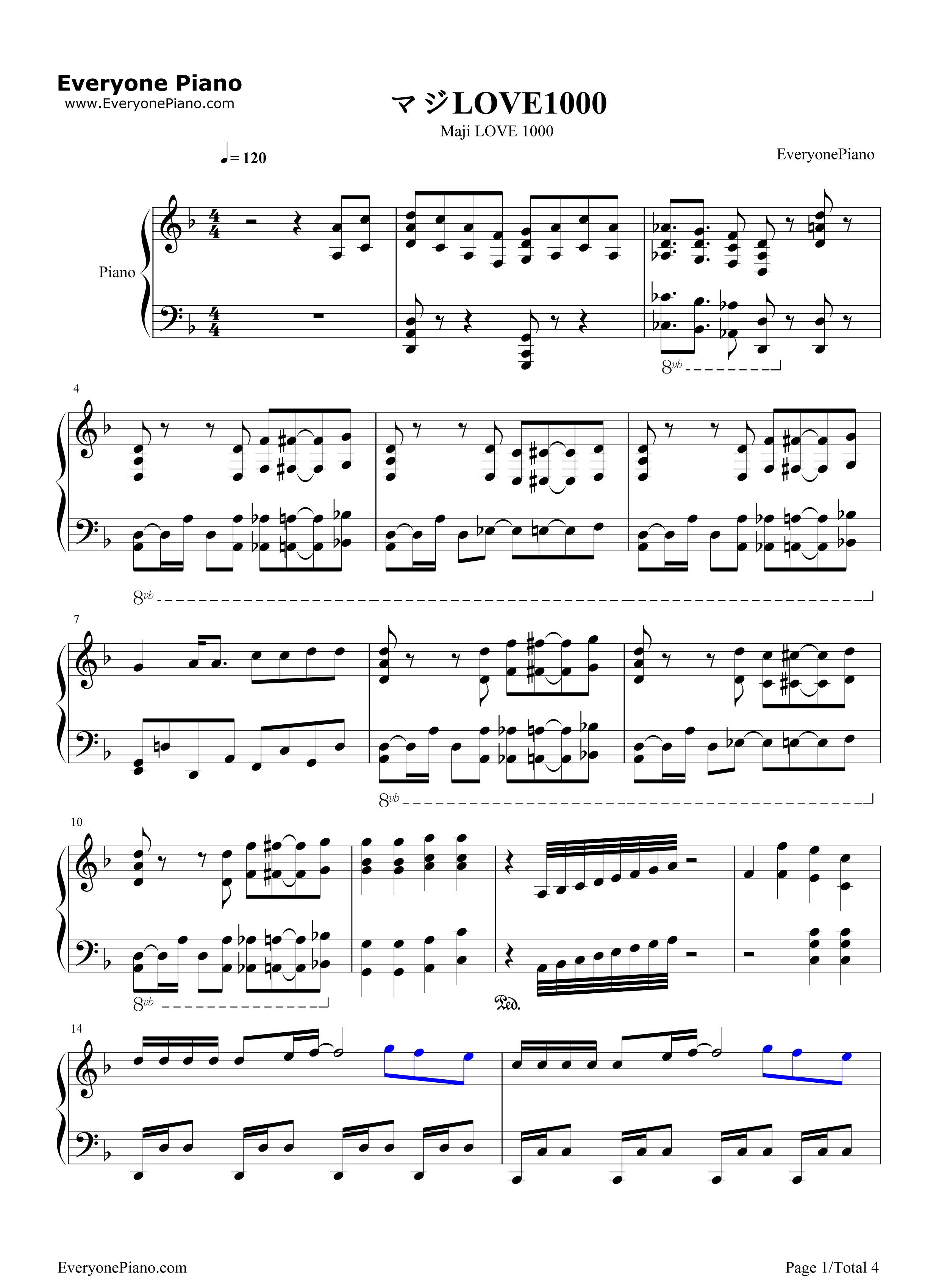 マジLOVE1000钢琴谱_ST☆RISH