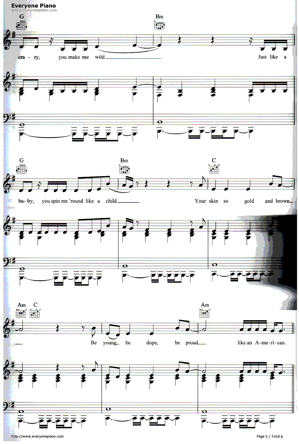 American钢琴谱_Lana_Del_Rey