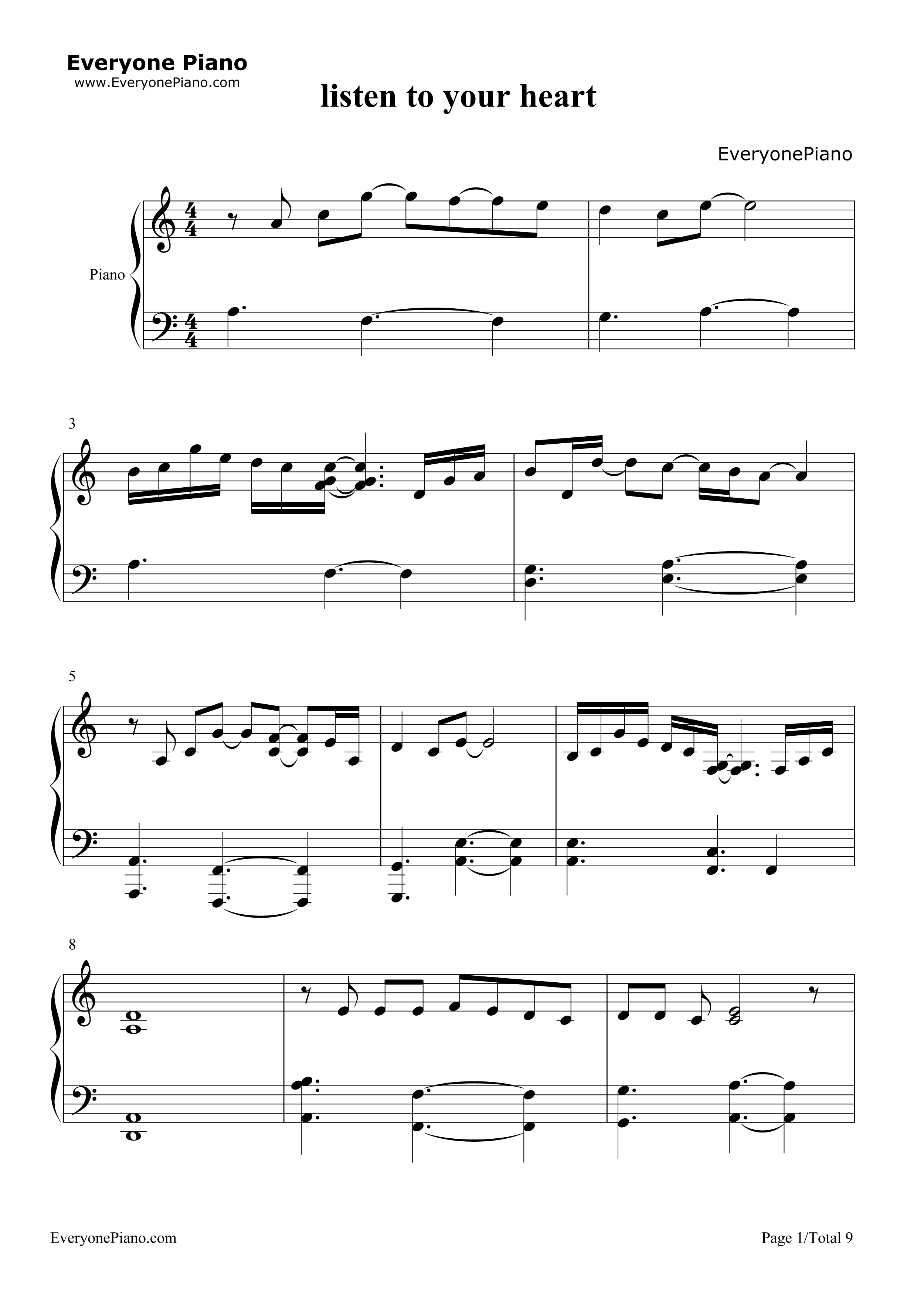 Listen_To_Your_Heart（倾听你的心声）钢琴谱_Roxette