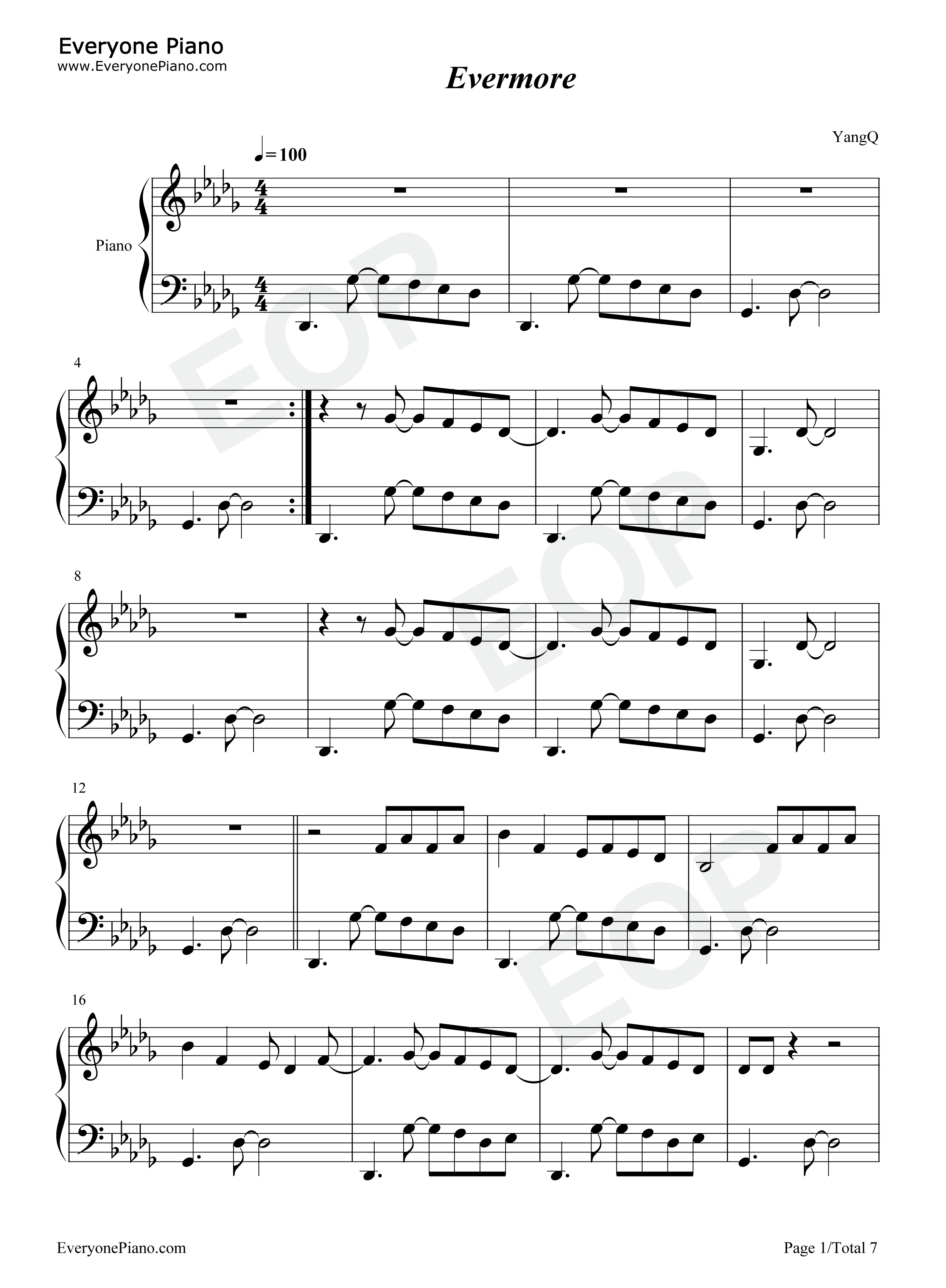 Evermore钢琴谱_Taylor_Swift_Bon_Iver