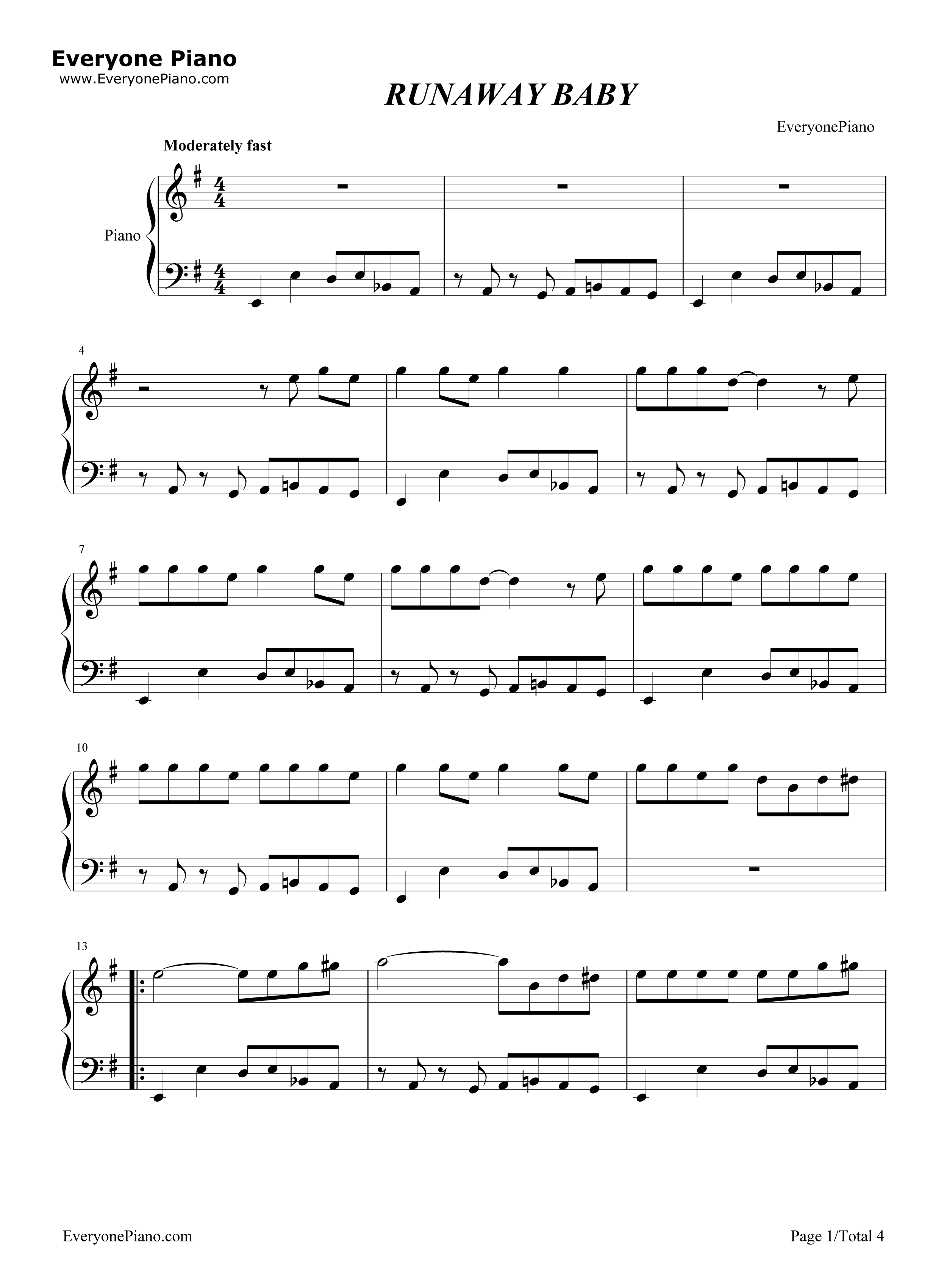 Runaway_Baby_钢琴谱_Bruno_Mars