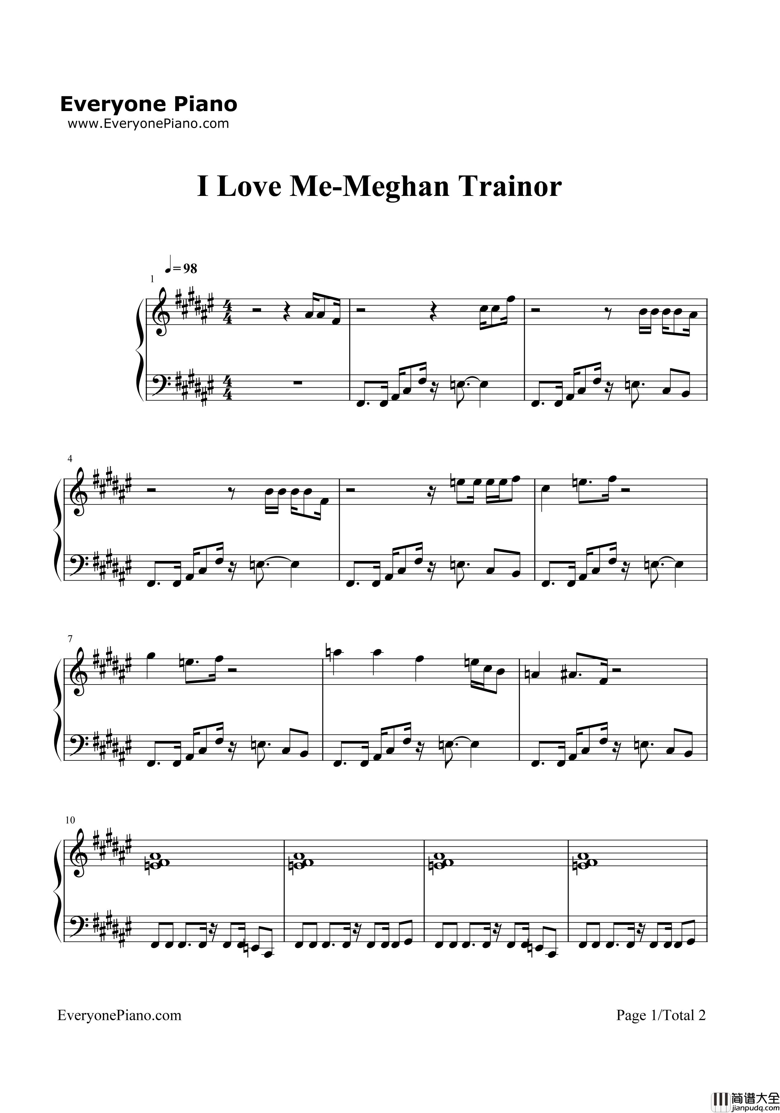 I_Love_Me钢琴谱_Meghan_Trainor