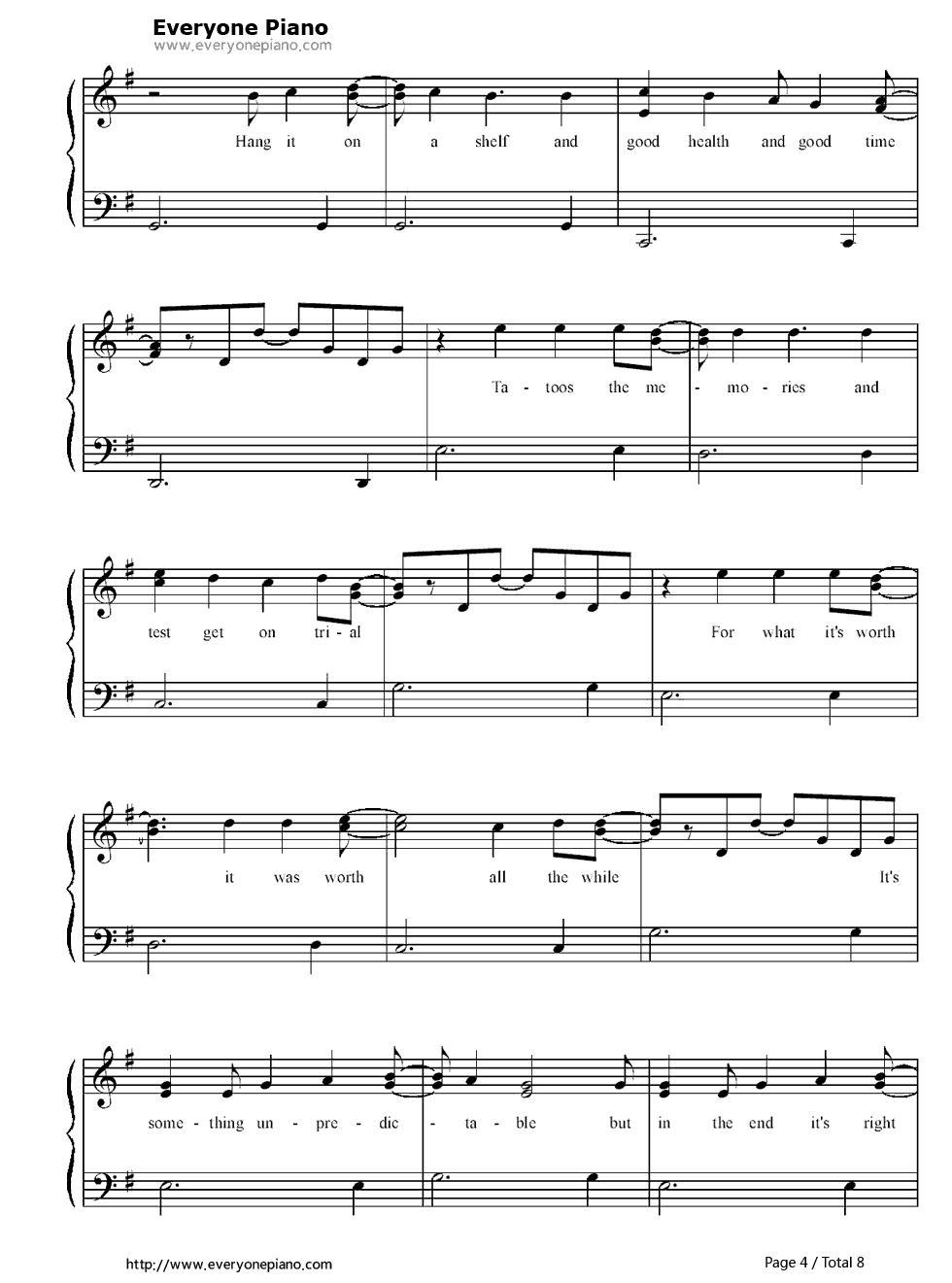Good_Riddance_(Time_of_Your_Life)钢琴谱_Green_Day　_绿日乐队