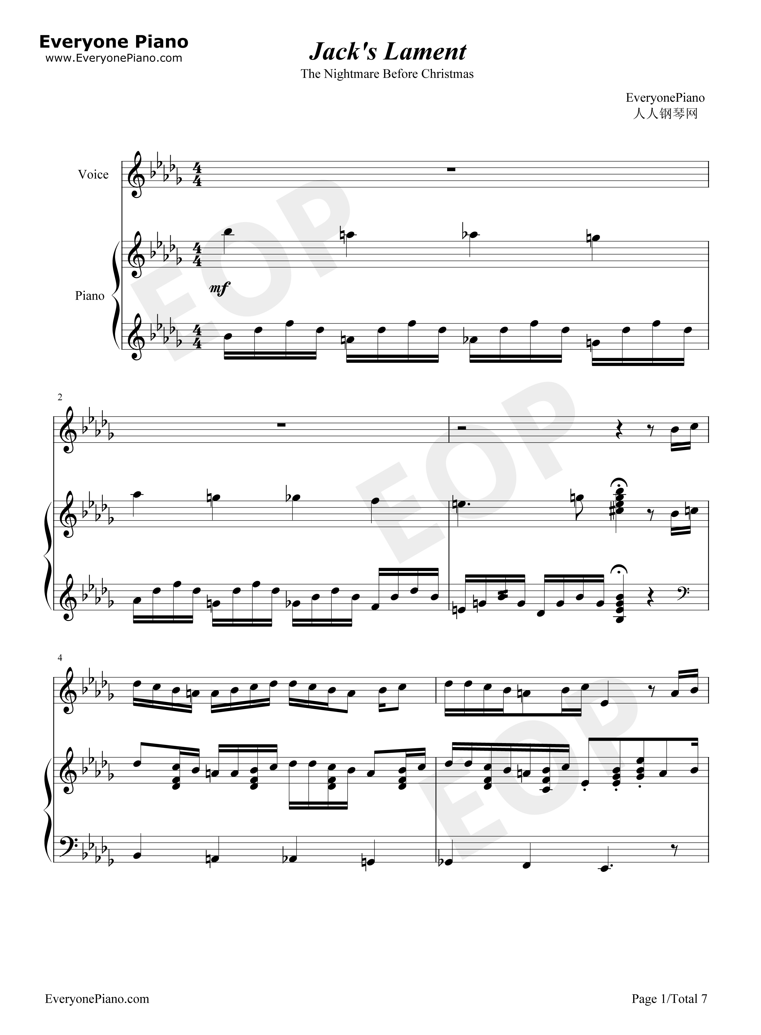 Jack's_Lament钢琴谱_Danny_Elfman