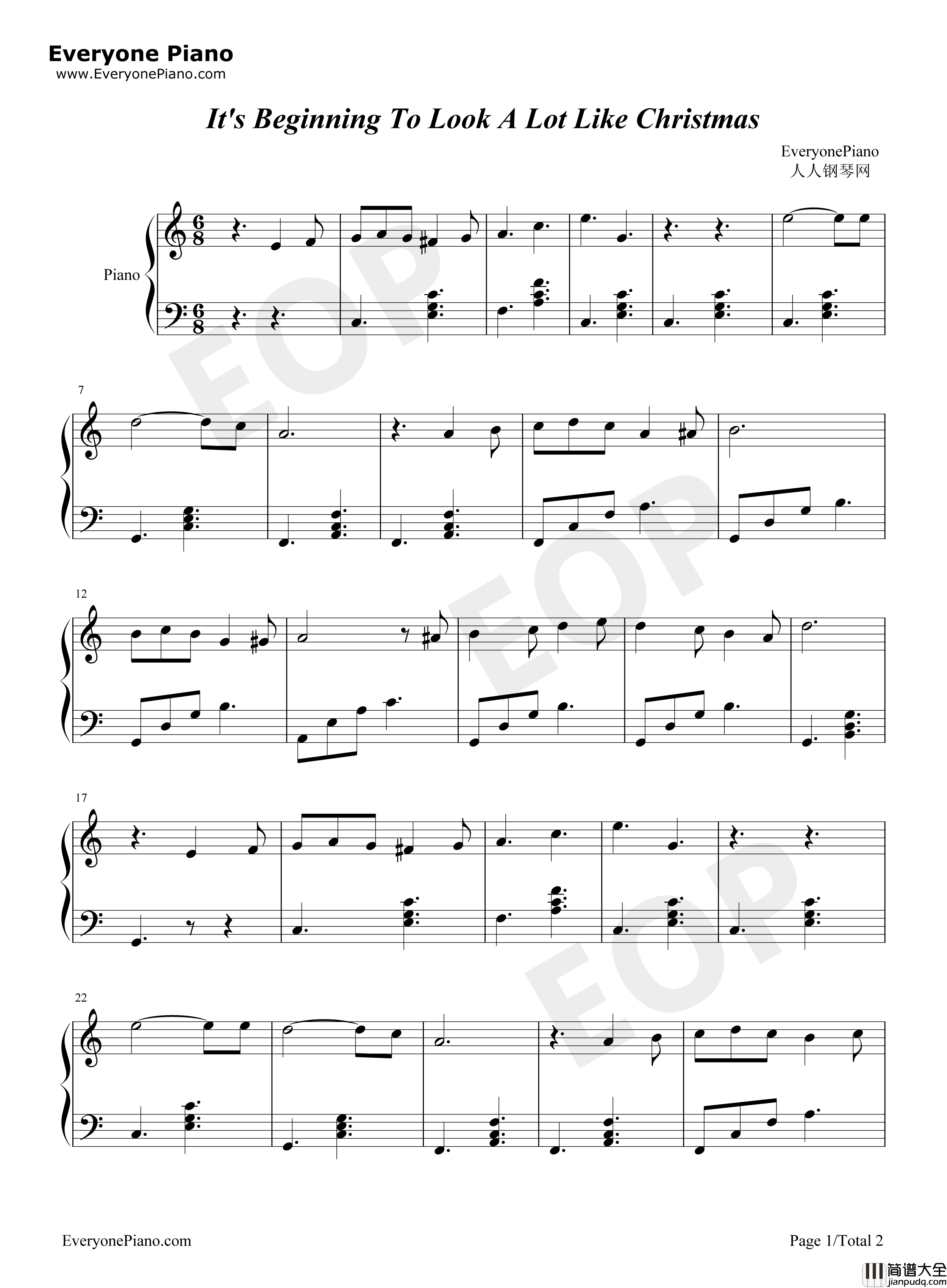It's_Beginning_to_Look_a_Lot_Like_Christmas钢琴谱_Meredith_Willson