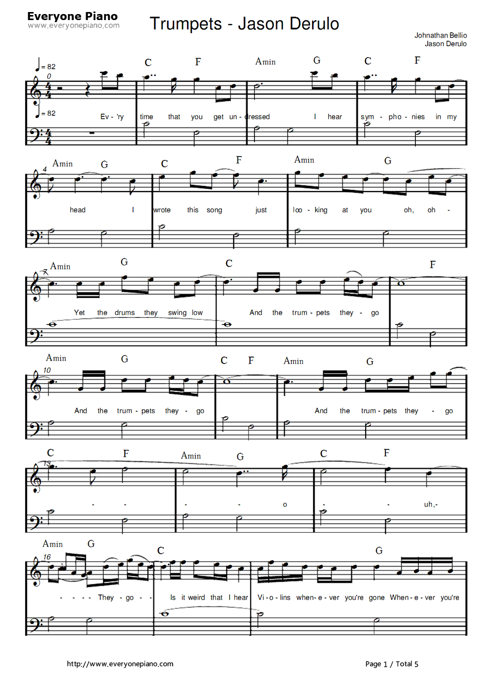 Trumpets钢琴谱_Jason_Derulo