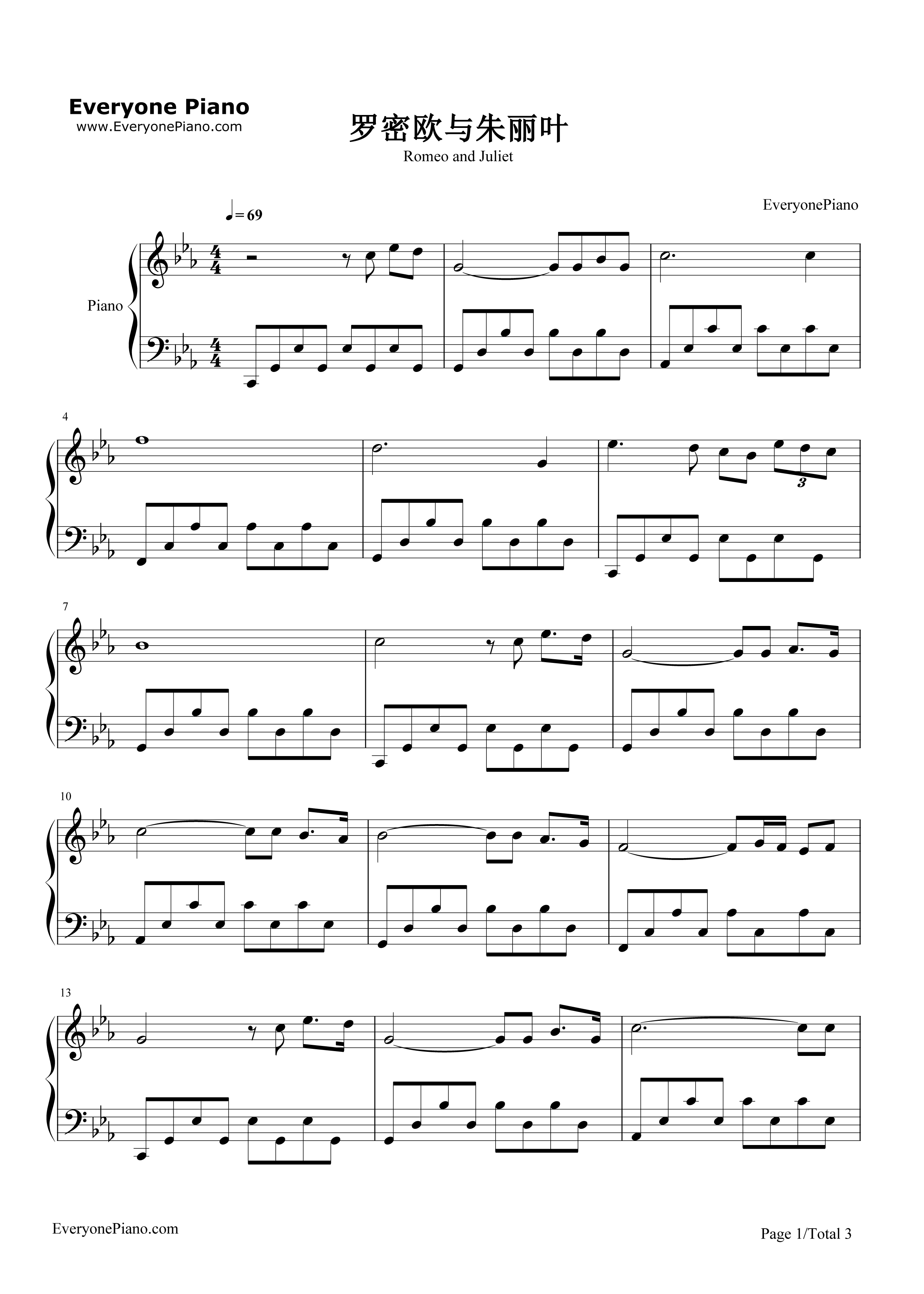 罗密欧与朱丽叶钢琴谱_理查德·克莱德曼__Richard_Clayderman