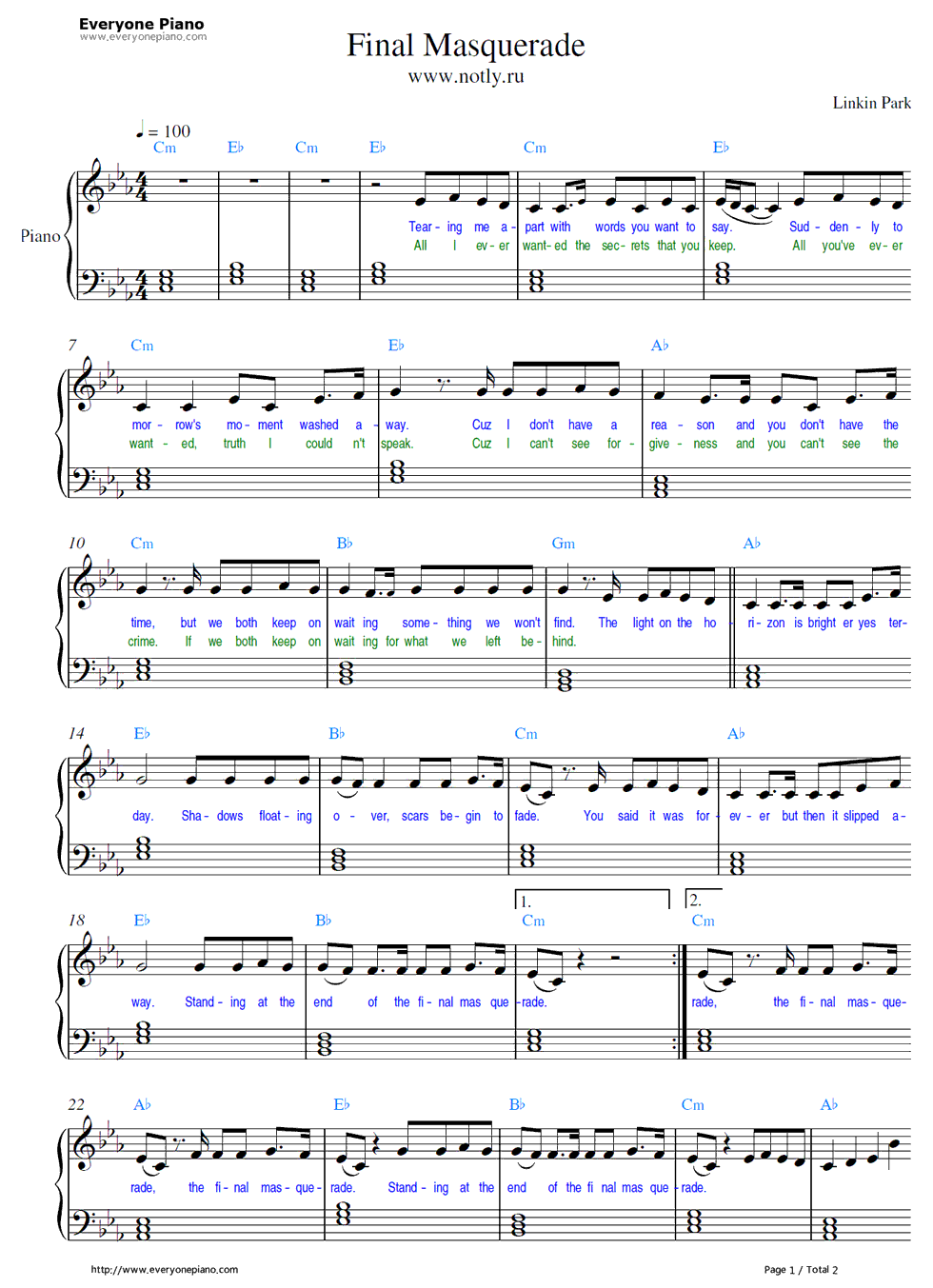 Final_Masquerade钢琴谱_Linkin_Park