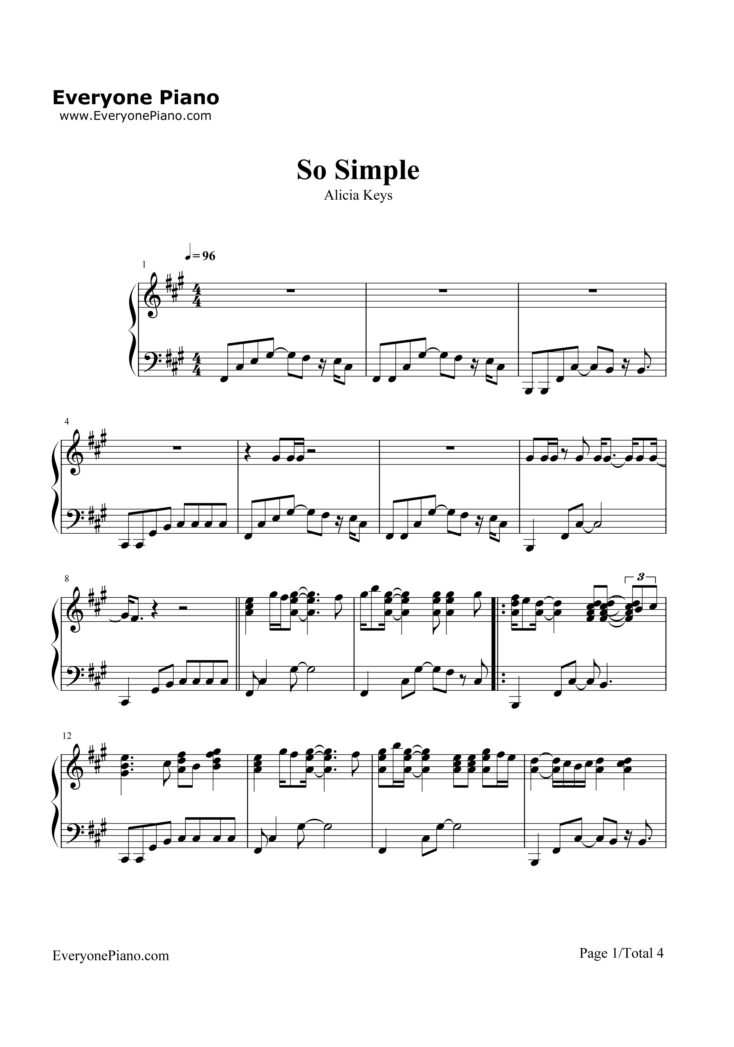 So_Simple钢琴谱_Alicia_Keys