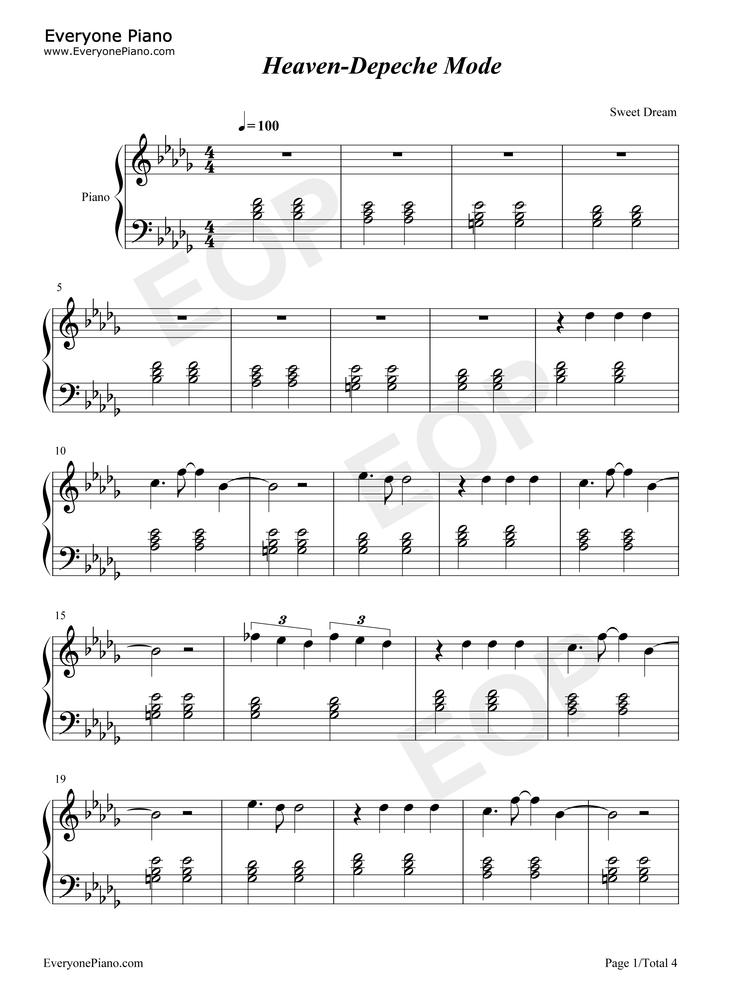 Heaven钢琴谱_Depeche_Mode
