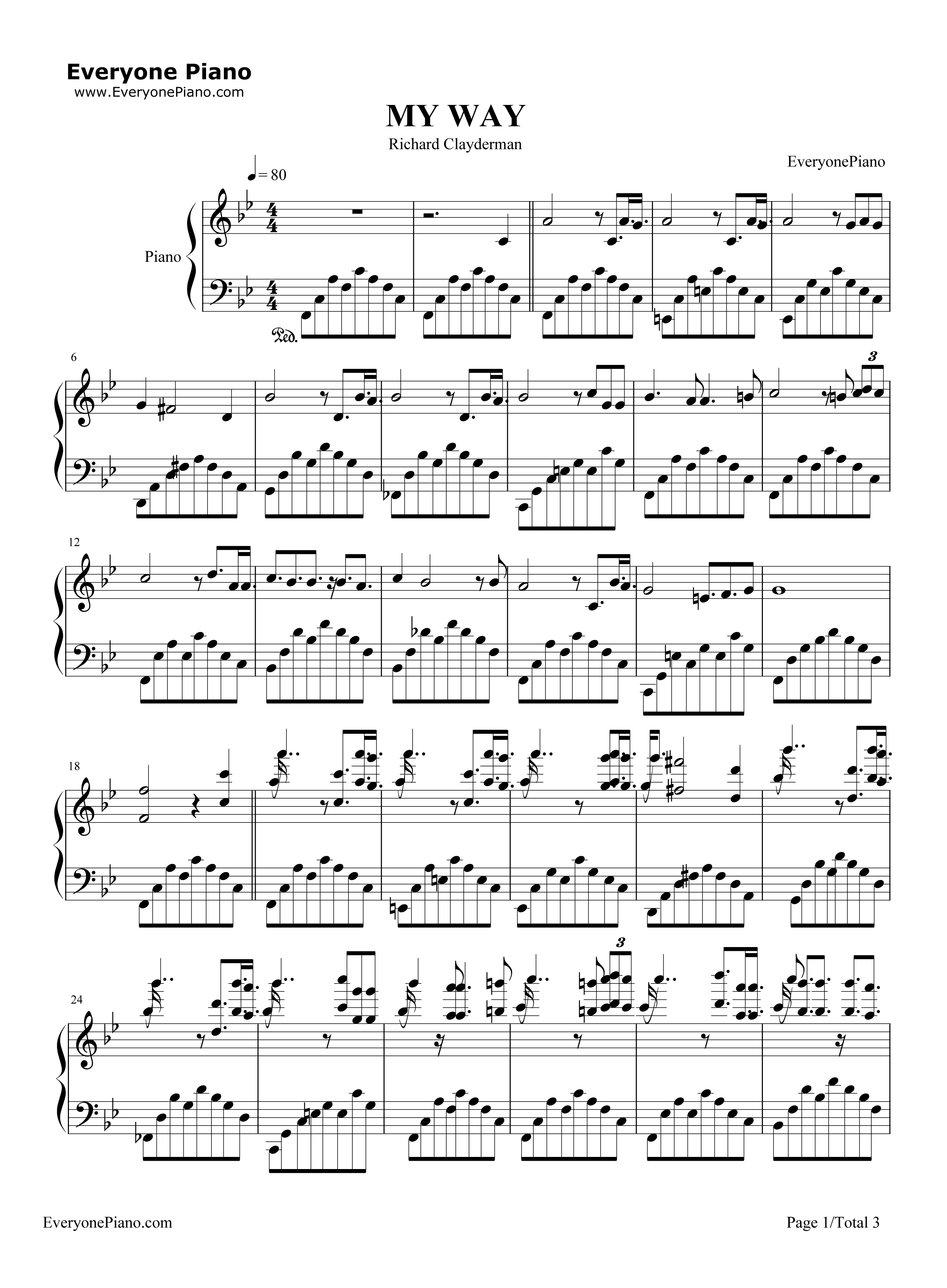 My_Way钢琴谱_理查德_克莱德曼