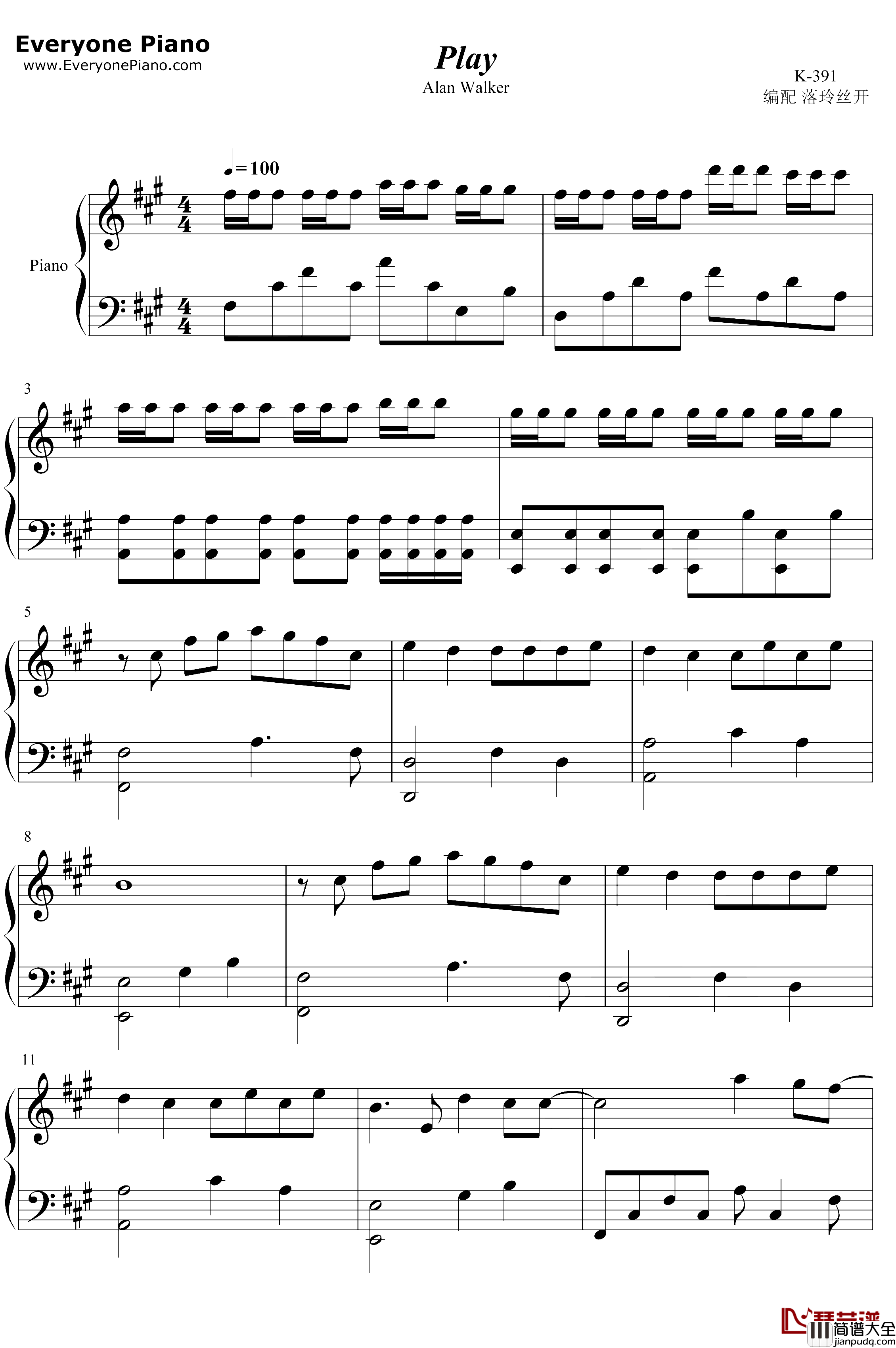 Play钢琴谱_K_391_Alan_Walker_Tungevaag_Mangoo_K_