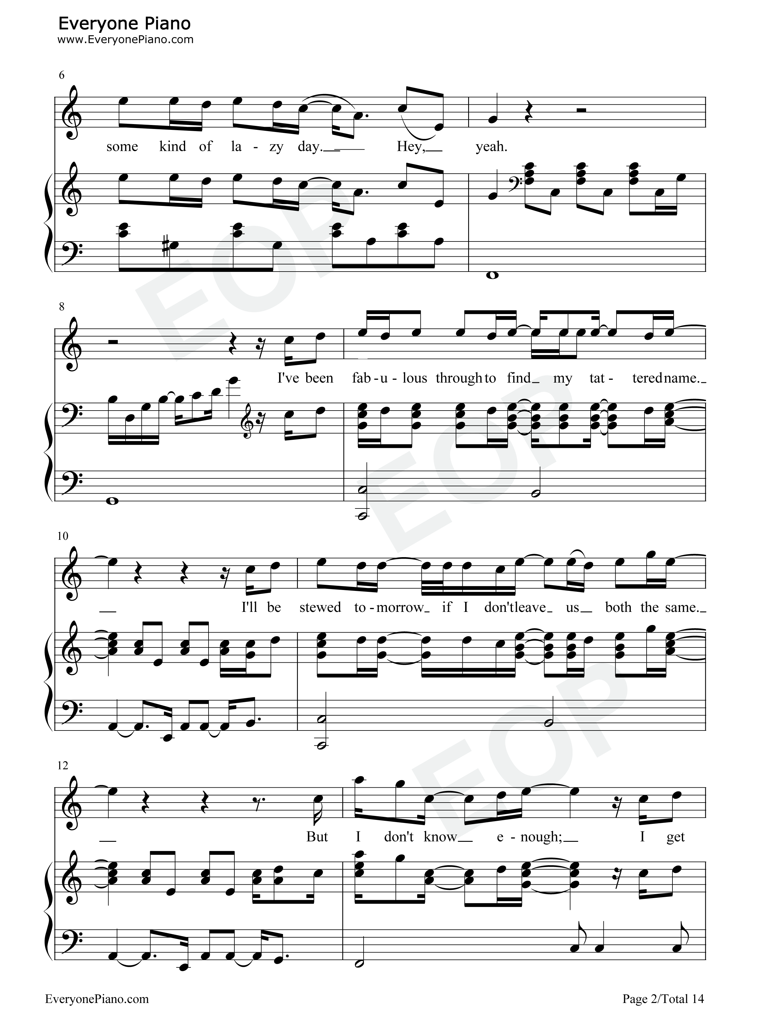 Free_Loop欧美经典钢琴谱_丹尼尔·波特__Daniel_Richard_Powter