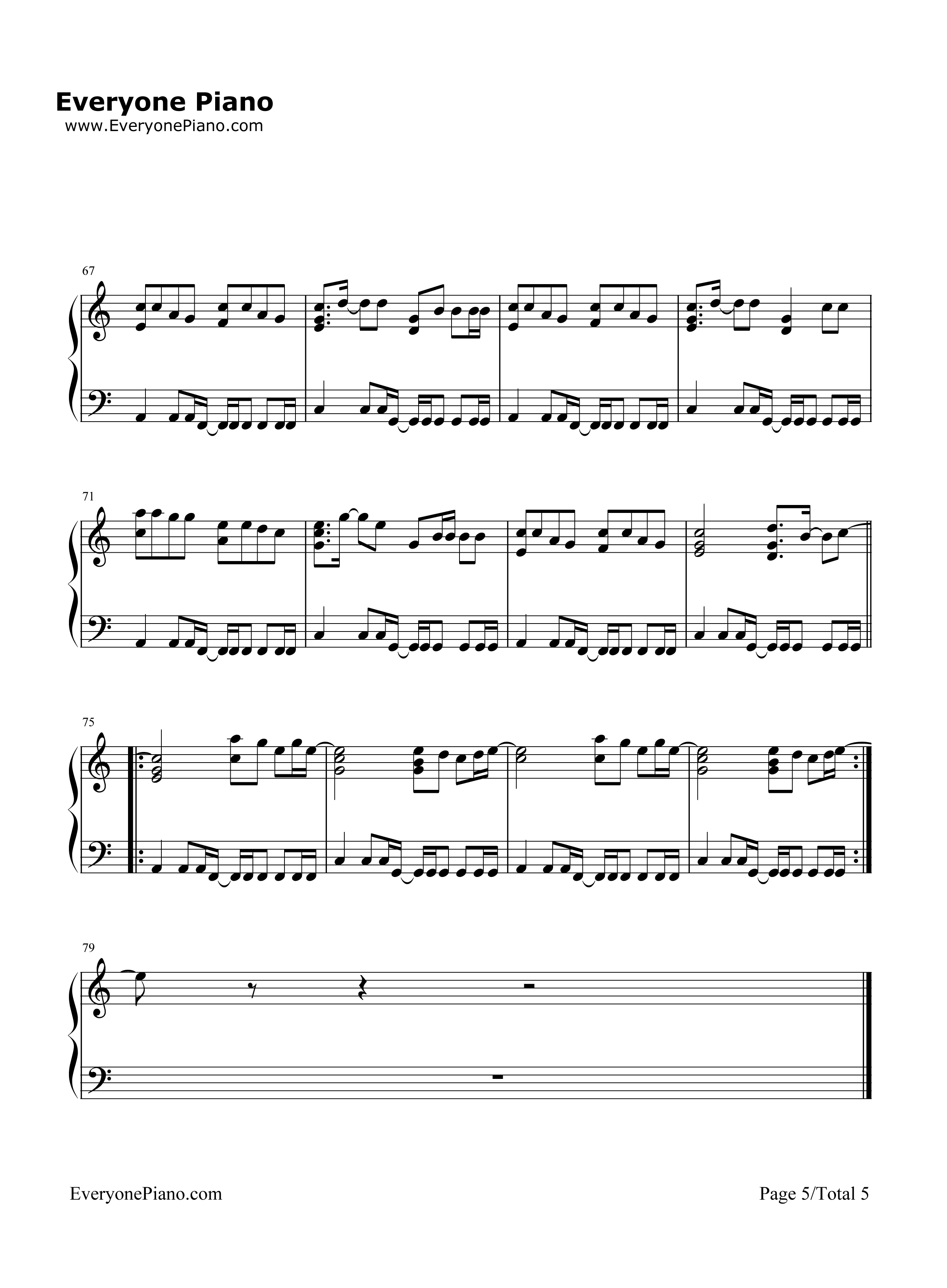 Whistle钢琴谱_Flo_Rida