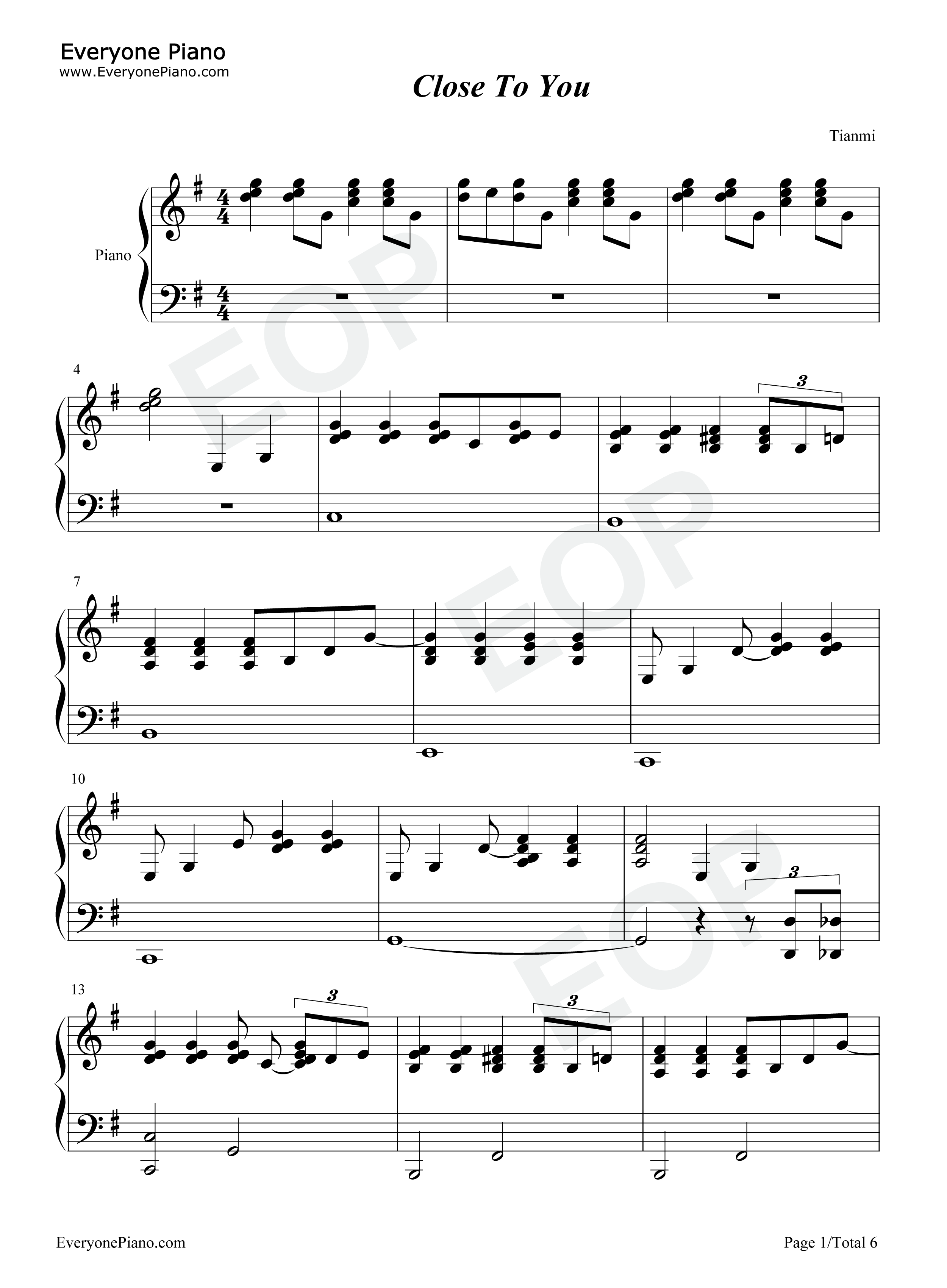 Close_To_You钢琴谱_The_Carpenters