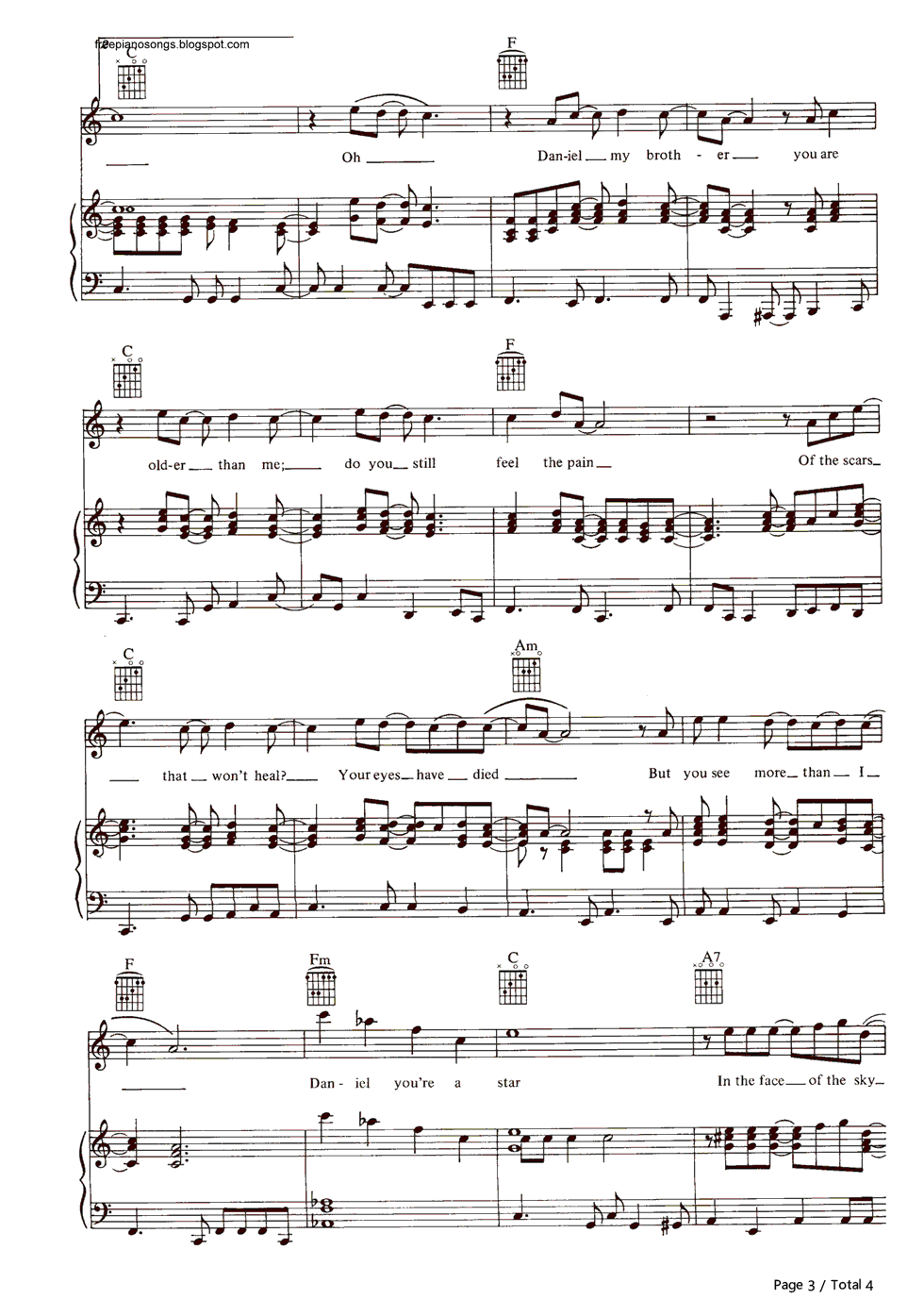 Daniel钢琴谱_Elton_John
