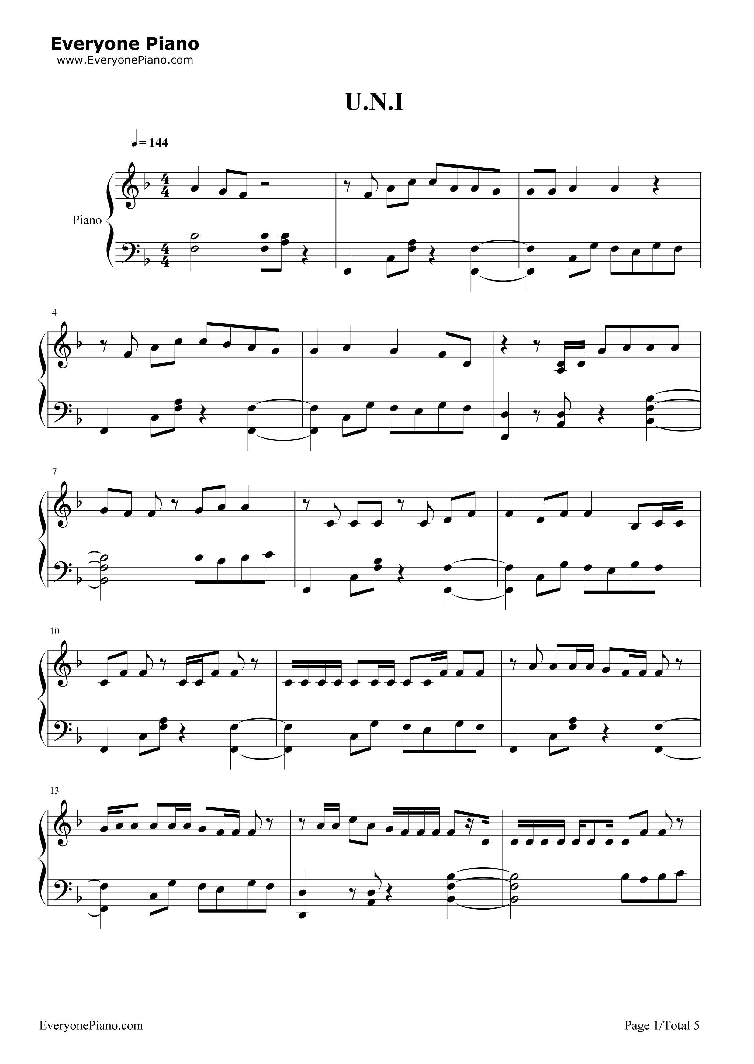 U.N.I.钢琴谱_Ed_Sheeran