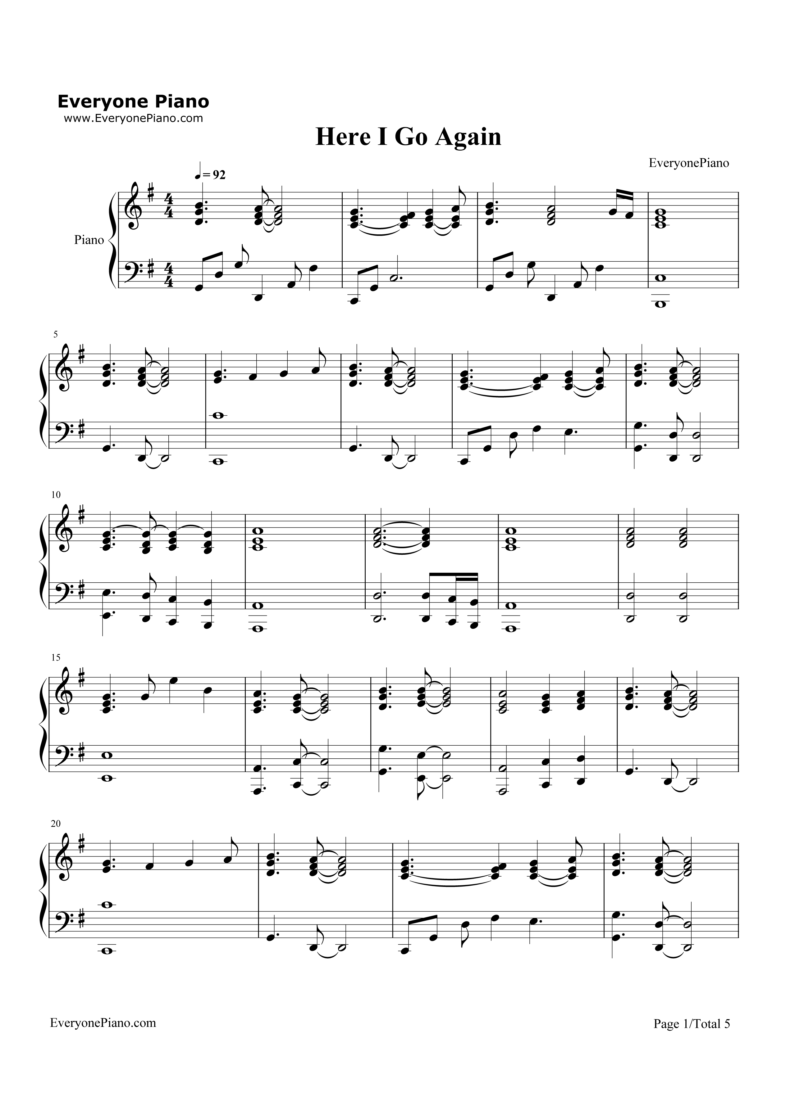 Here_I_Go_Again钢琴谱_Whitesnake