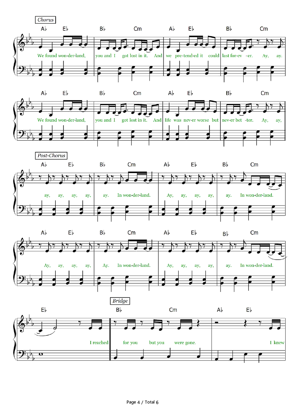 Wonderland钢琴谱_Taylor_Swift