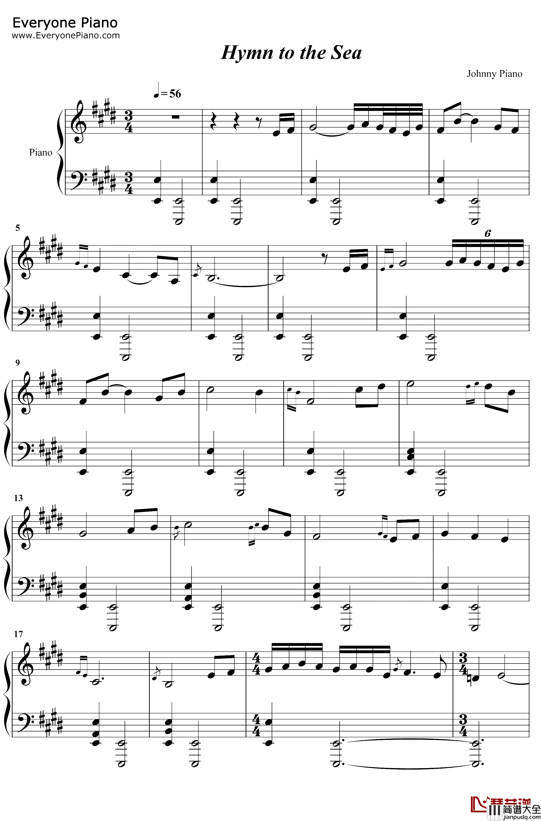 Hymn_to_the_Sea钢琴谱_JamesHorner_大海的咏叹_泰坦尼克号插曲