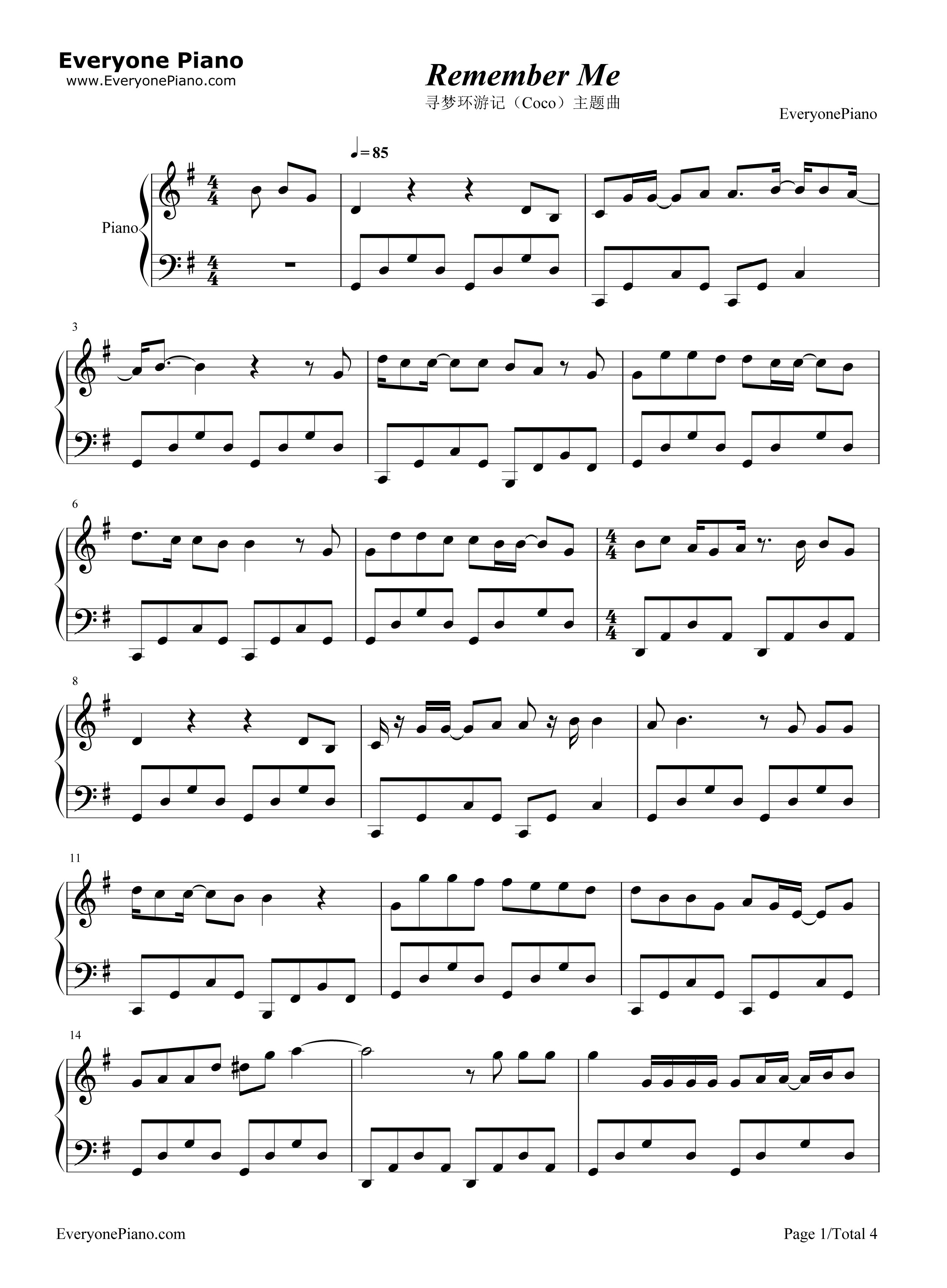 Remember_Me请记住我完整版钢琴谱_Miguel__Natalia_Lafourcade