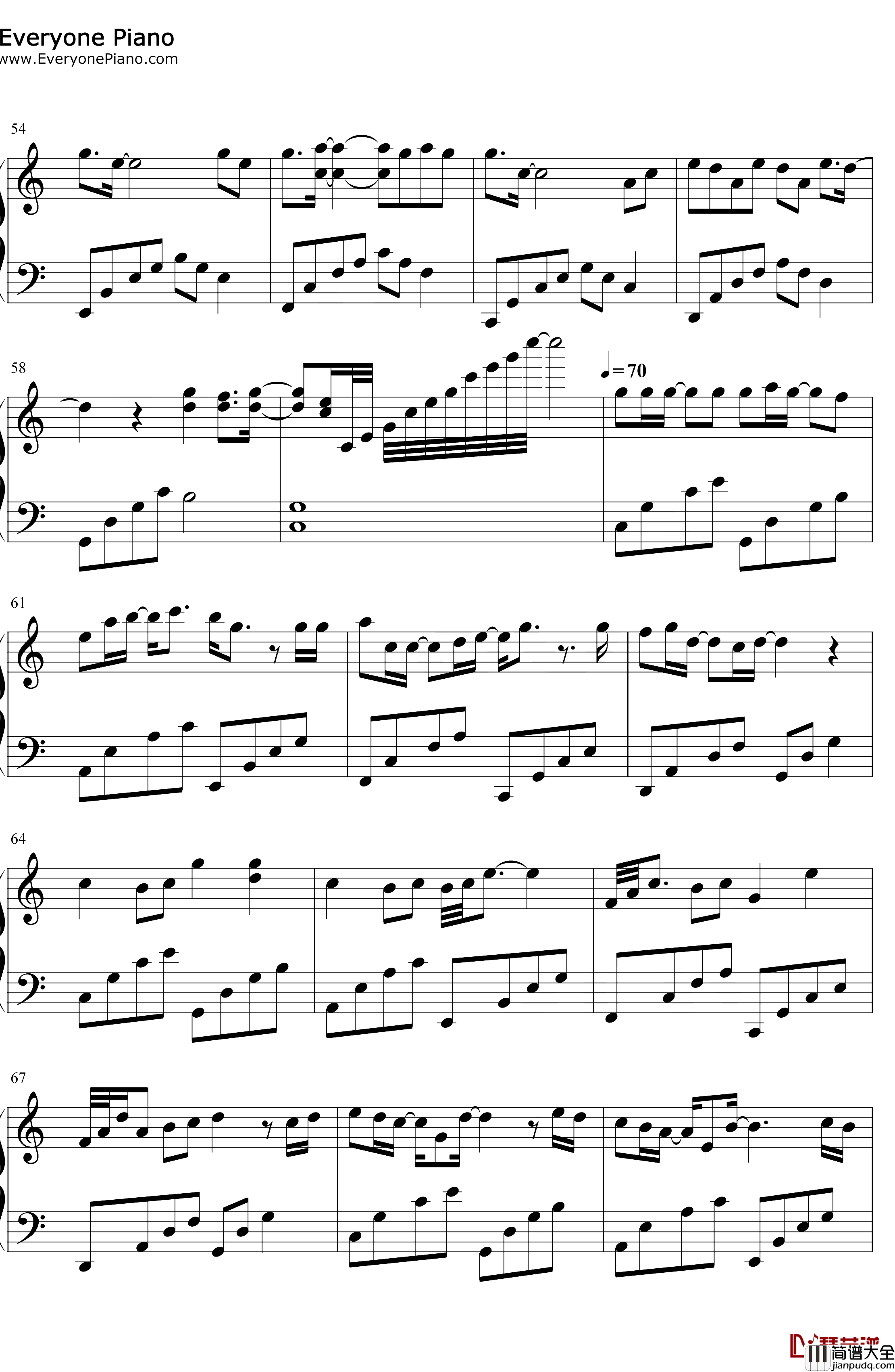 卡农与流行曲串烧钢琴谱_未知_无缝衔接完美