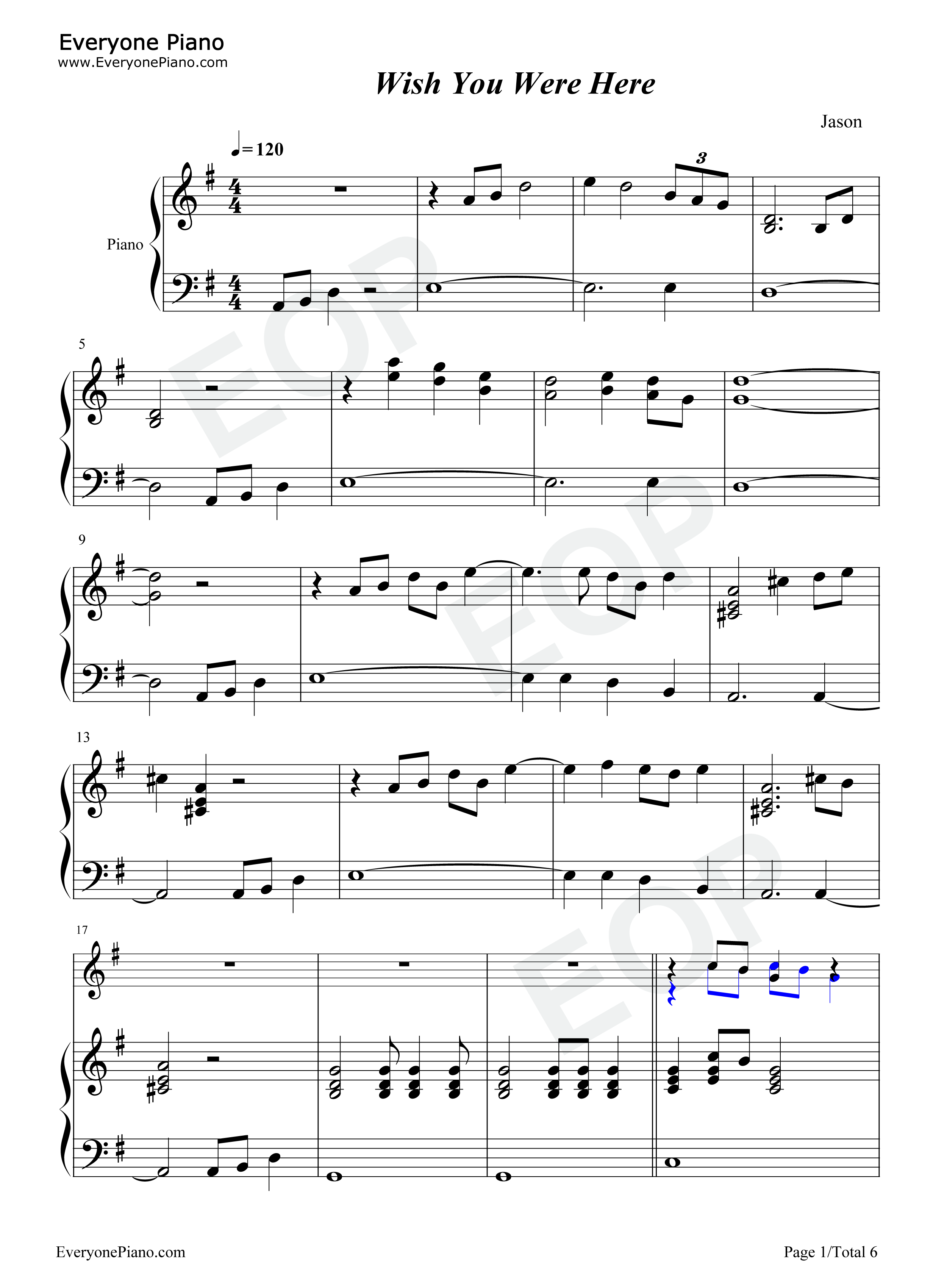 Wish_You_Were_Here钢琴谱_Pink_Floyd