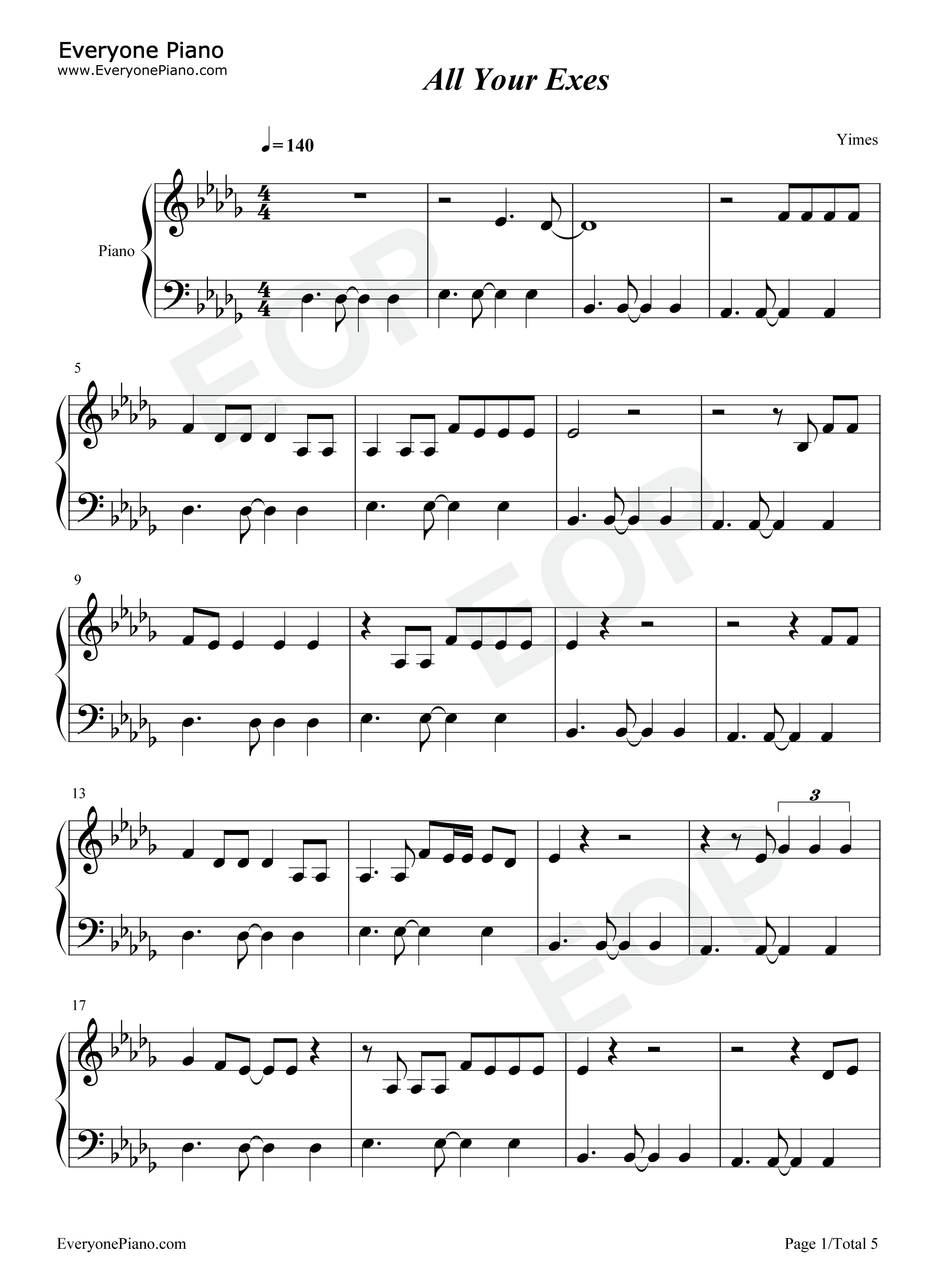 All_Your_Exes钢琴谱_Julia_Michaels