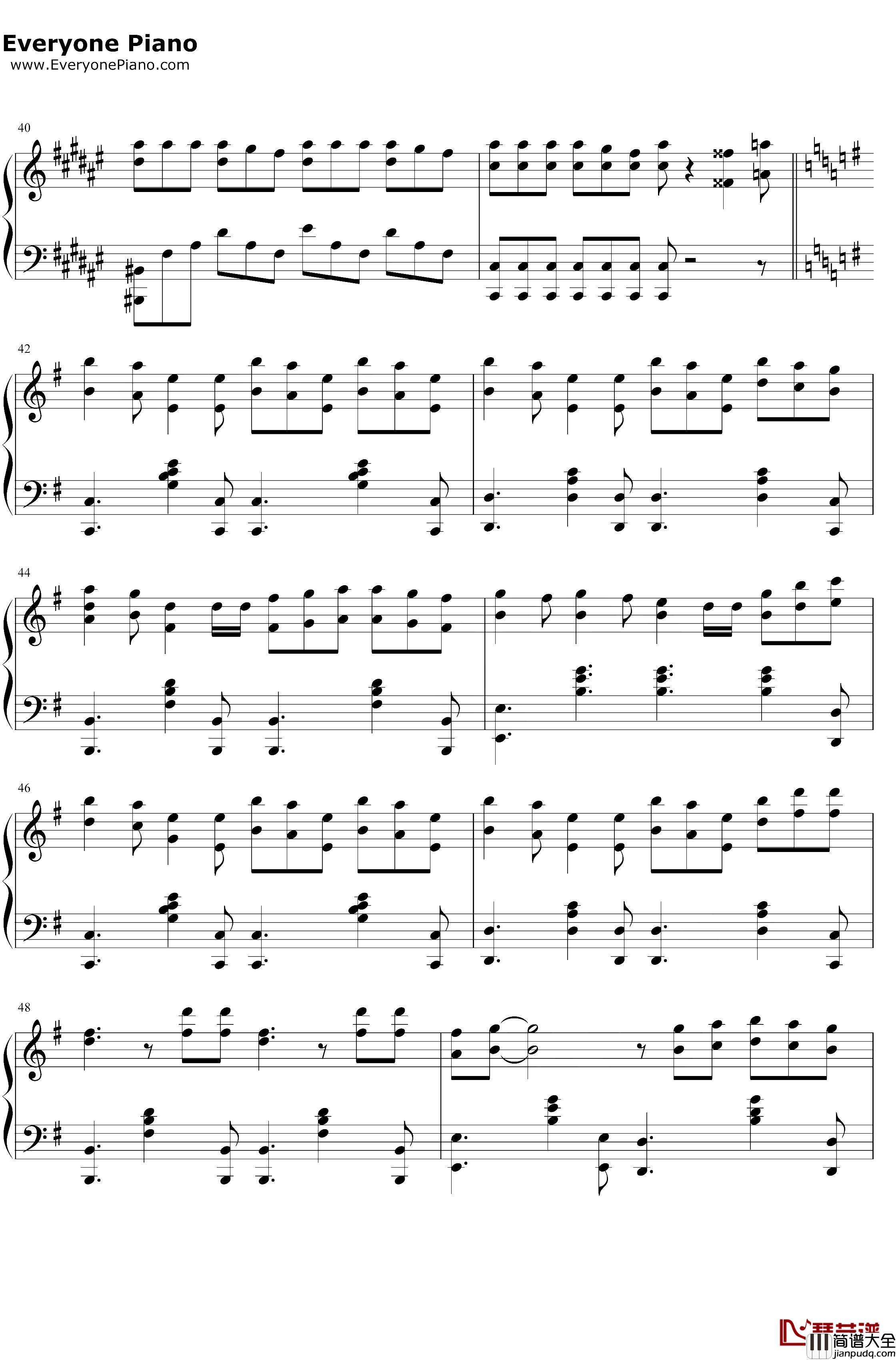 WonderfulU钢琴谱_AGA_完美独奏版