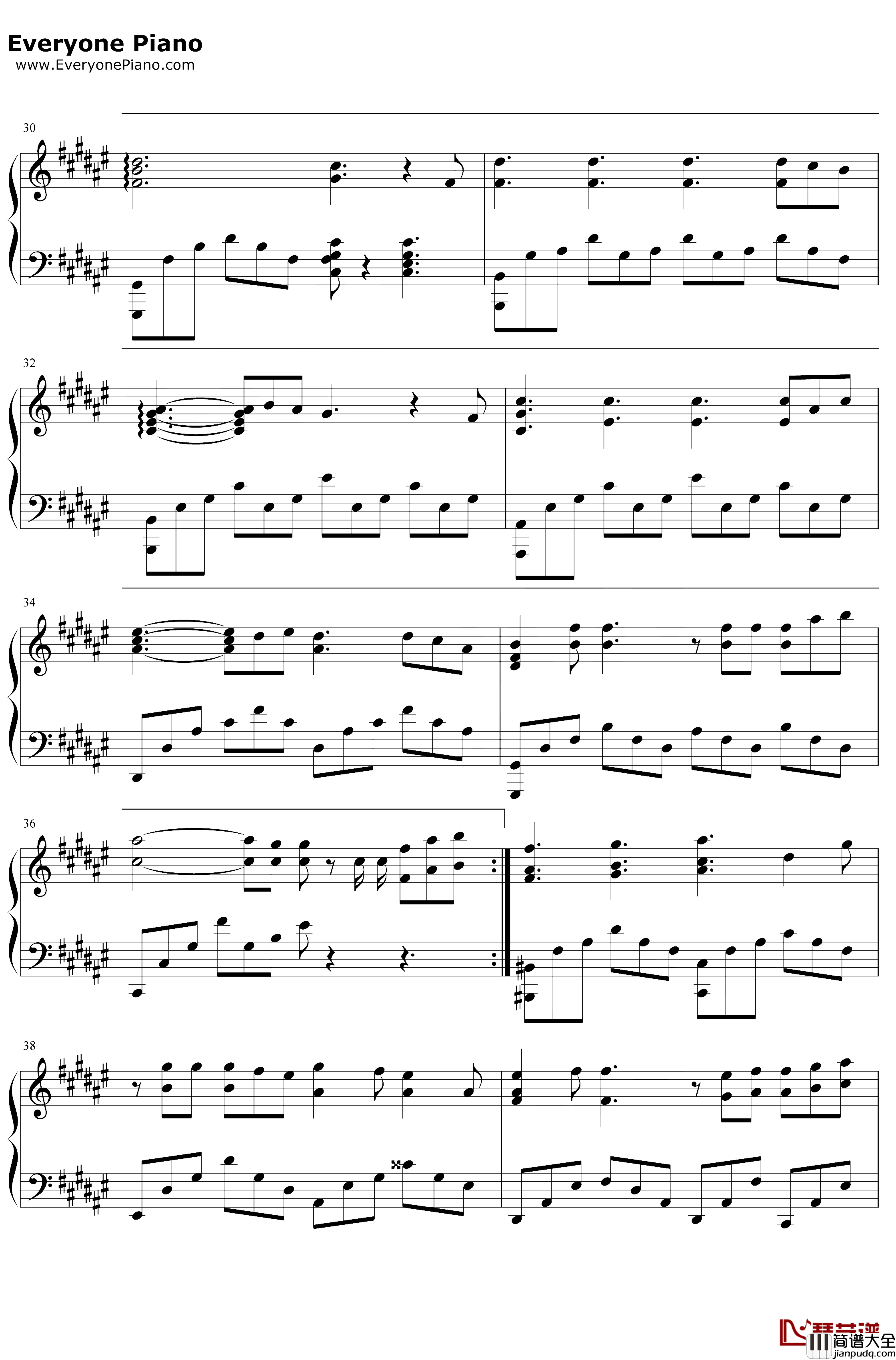 WonderfulU钢琴谱_AGA_完美独奏版