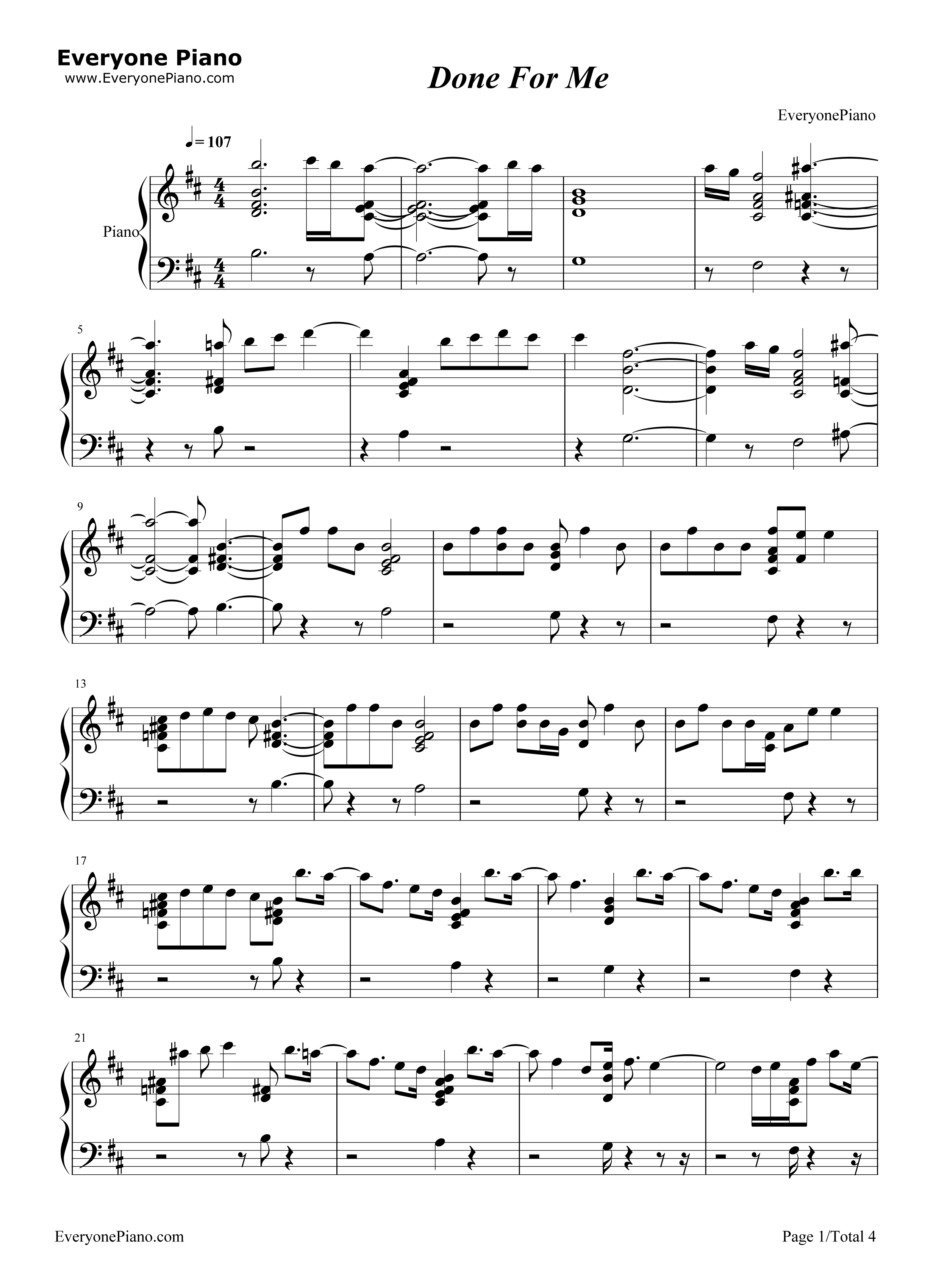 Done_For_Me钢琴谱_Charlie_Puth_Kehlani