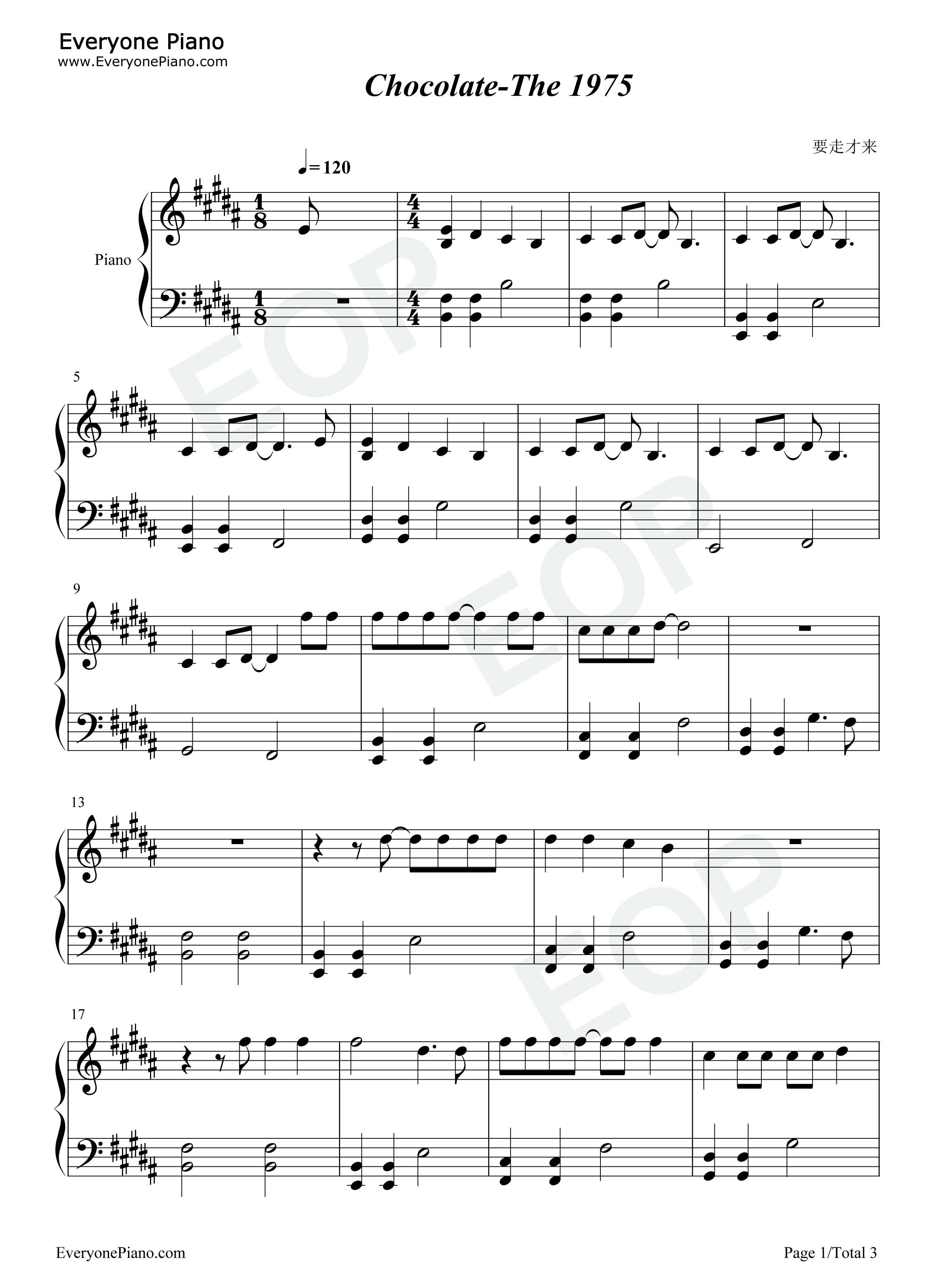 Chocolate钢琴谱_The_1975