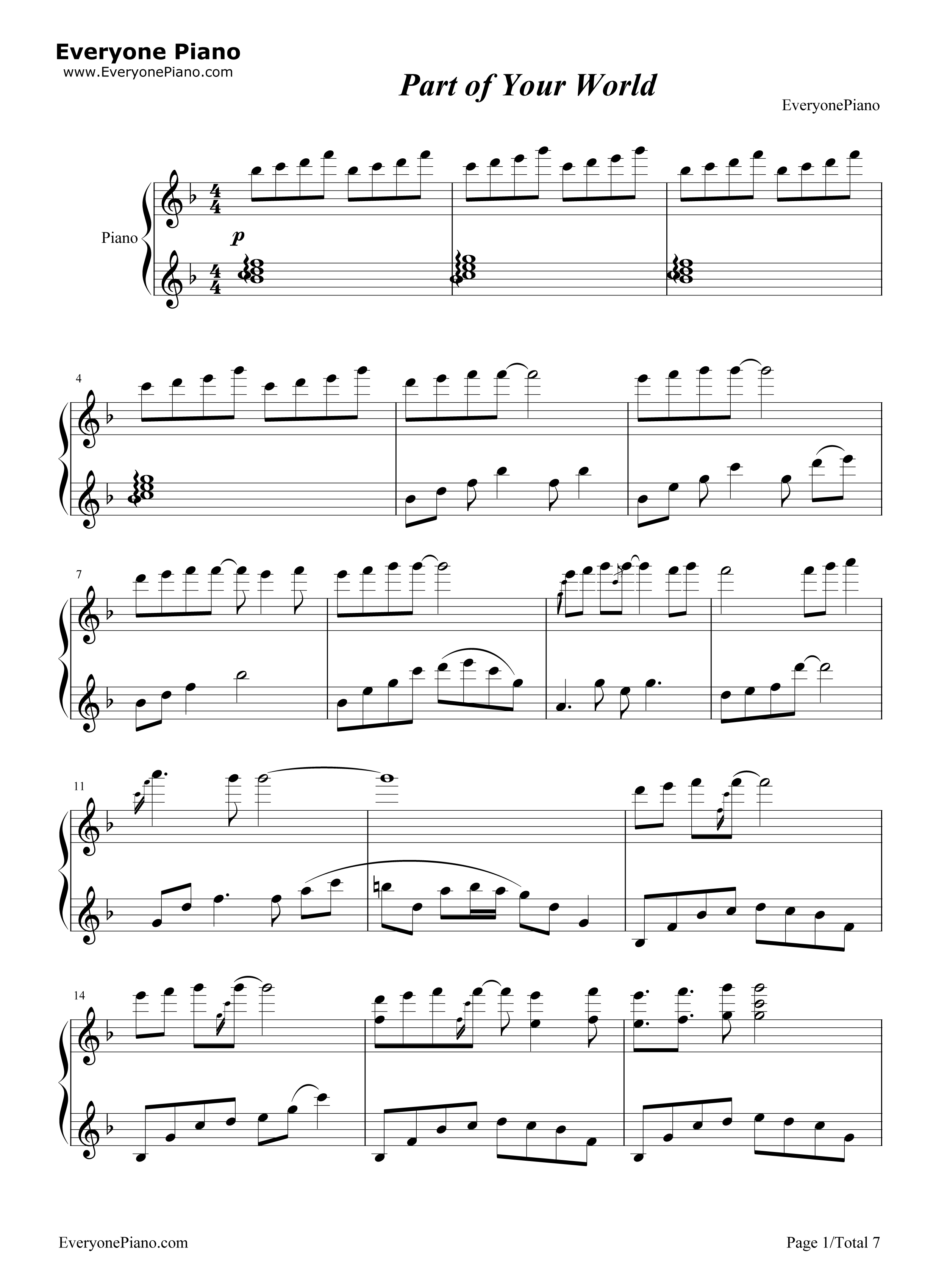 Part_of_Your_World钢琴谱_Alan_Menken