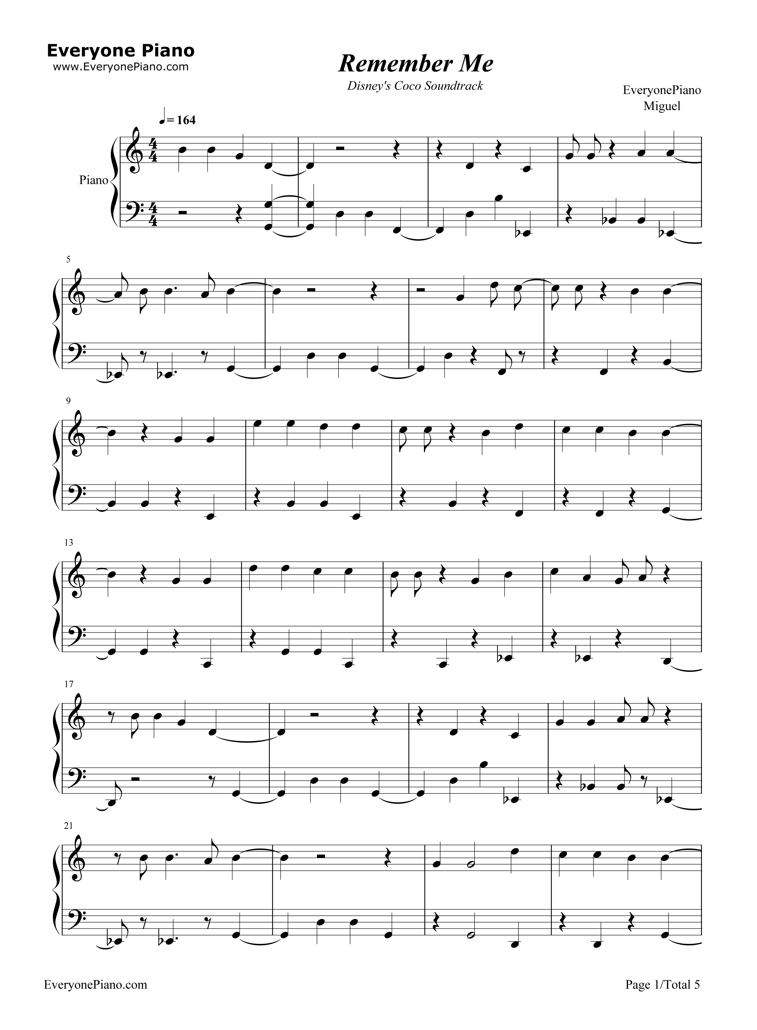 Remember_Me钢琴谱_Miguel_Natalia_Lafourcade