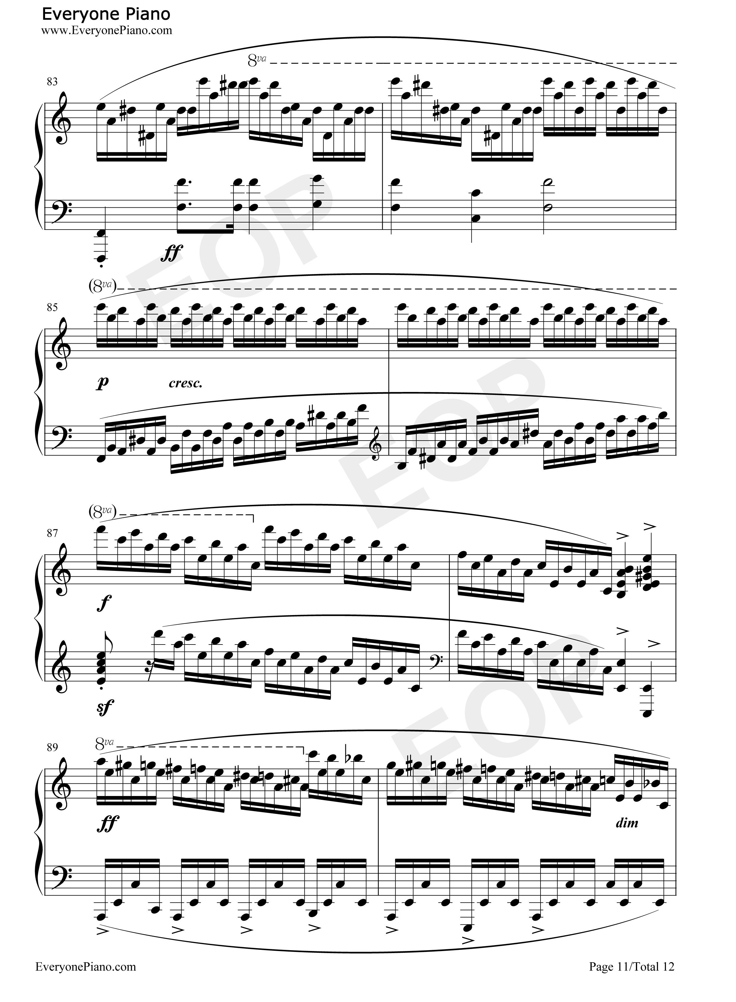 肖邦练习曲第23首钢琴谱_肖邦