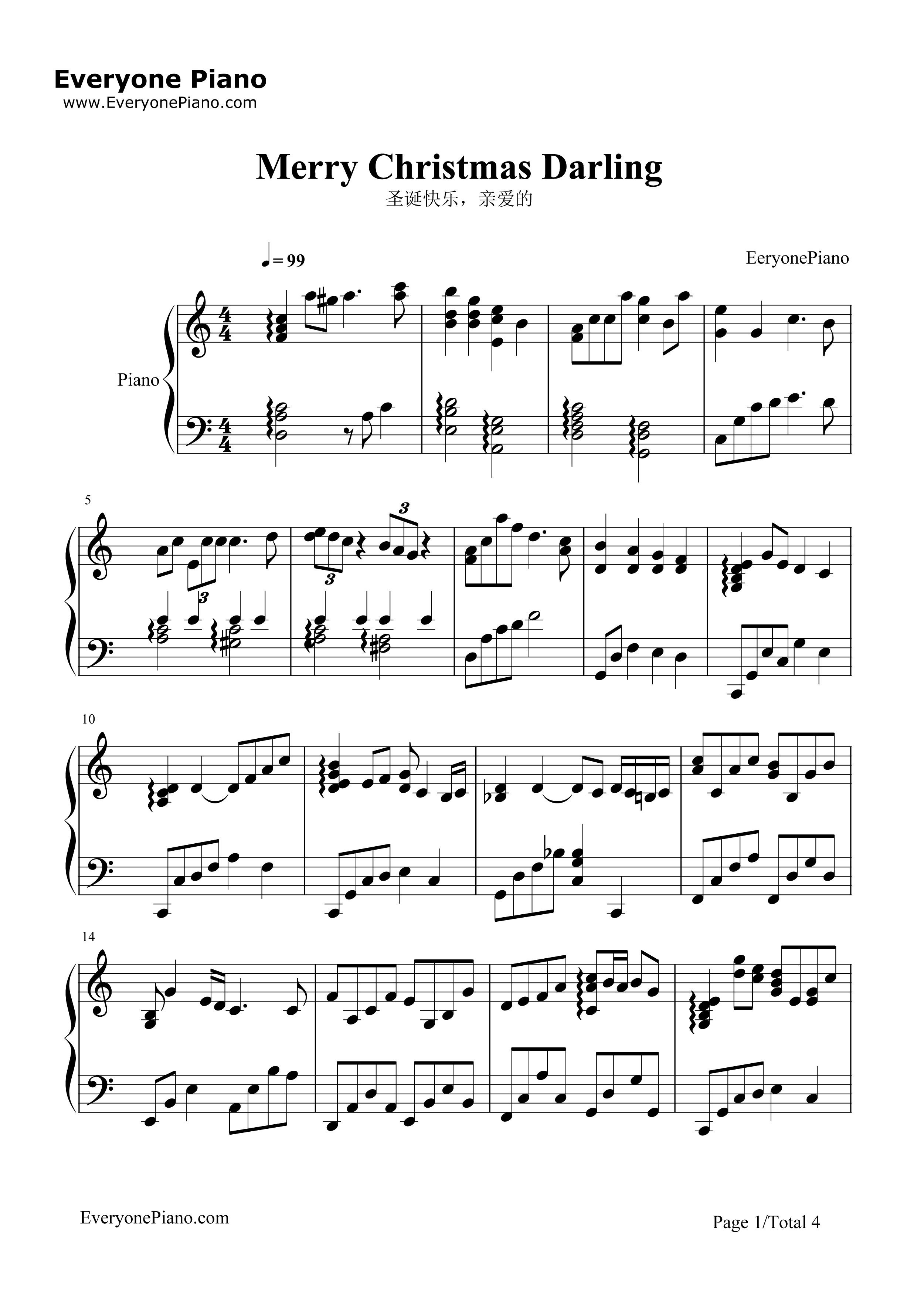 Merry_Christmas_Darling圣诞歌曲钢琴谱_卡朋特乐队__The_Carpenters