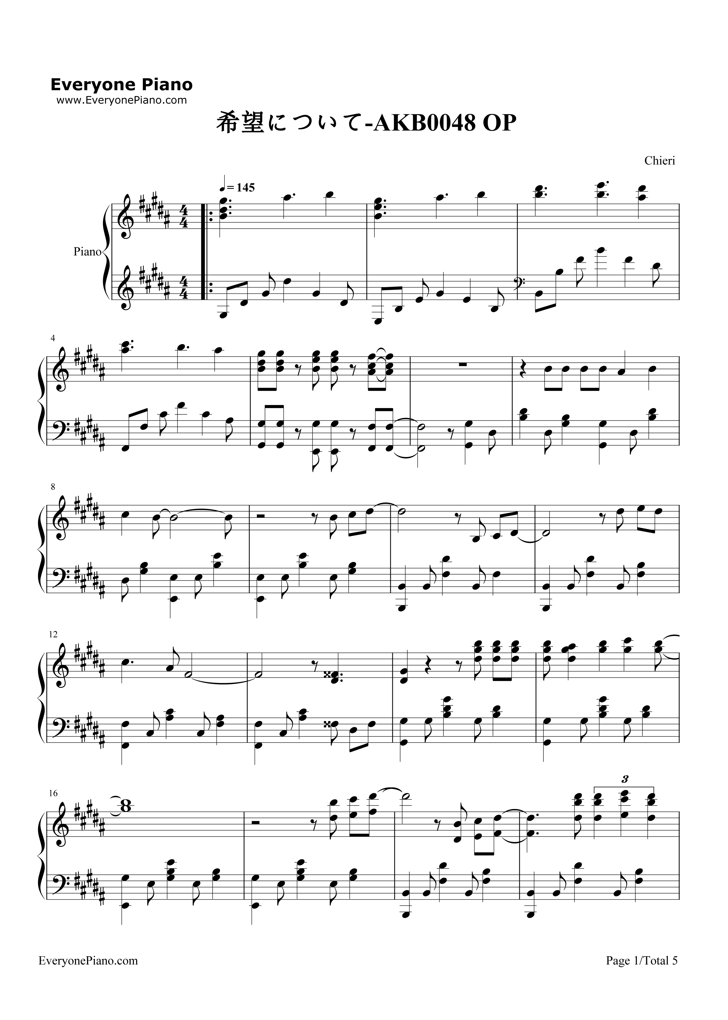 希望について钢琴谱_NO_NAME