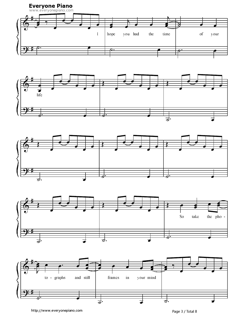 Good_Riddance_(Time_of_Your_Life)钢琴谱_Green_Day　_绿日乐队