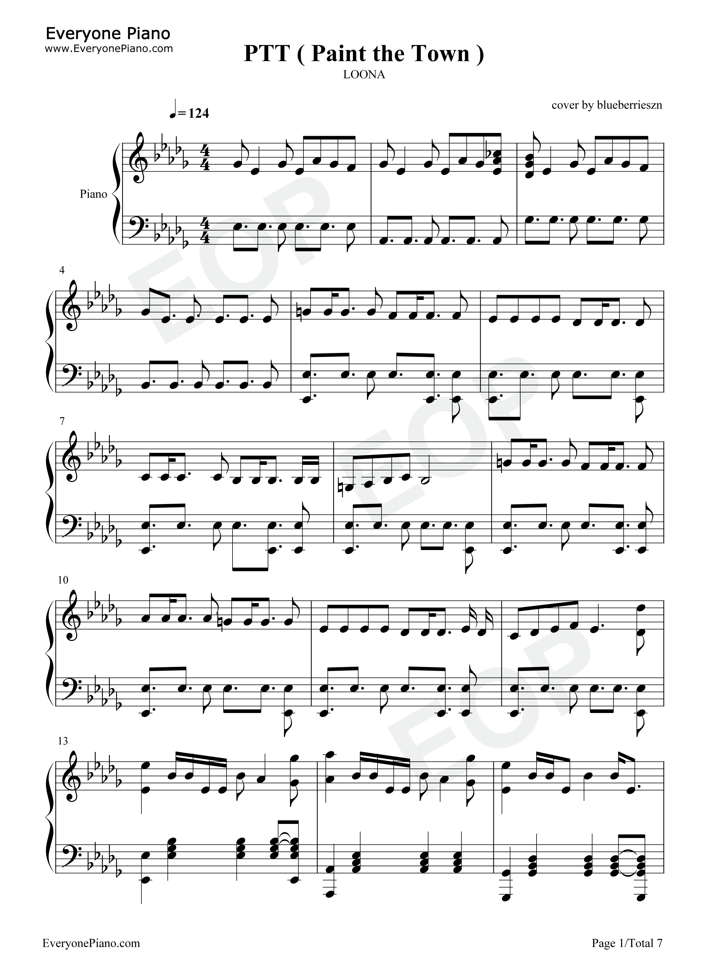 PTT_Paint_the_Town钢琴谱_本月少女_Loona