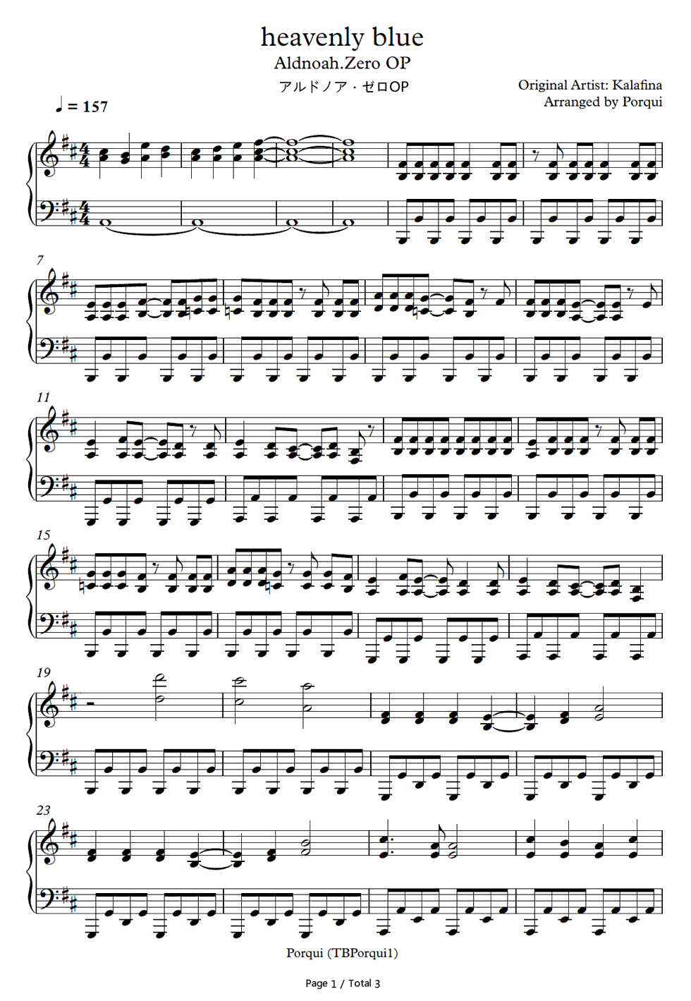Heavenly_blue钢琴谱_Kalafina